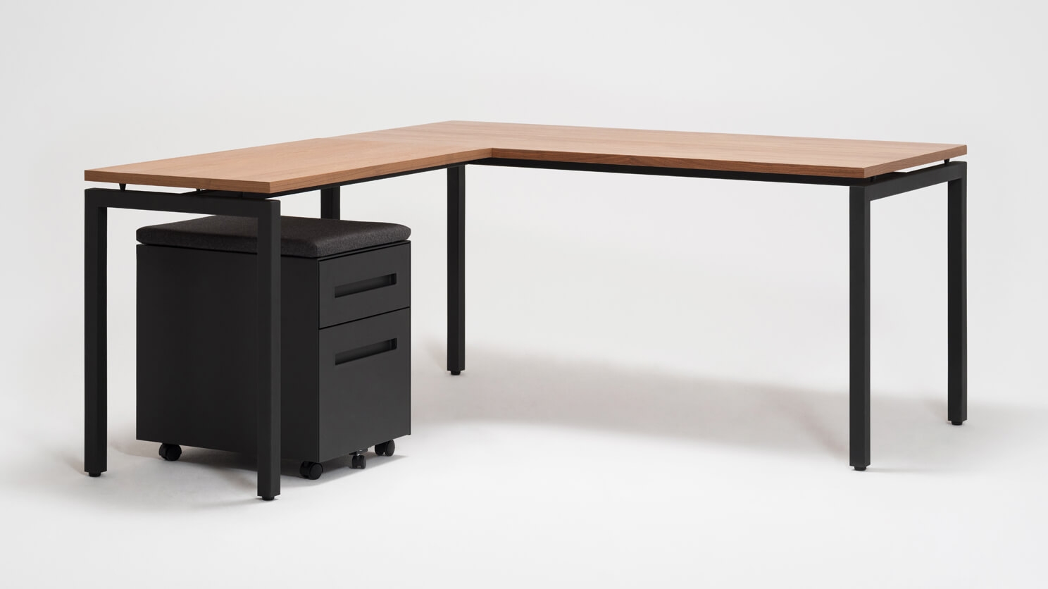 Novah LDesk With Pedestal and Cushion Walnut Top 71" x 63" EQ3