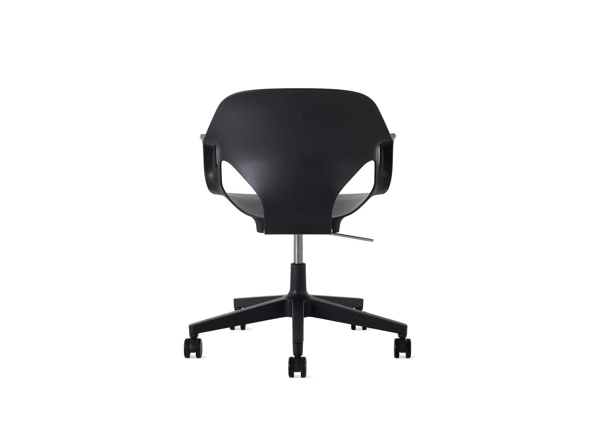 Black Zeph armchair with no cushion back view