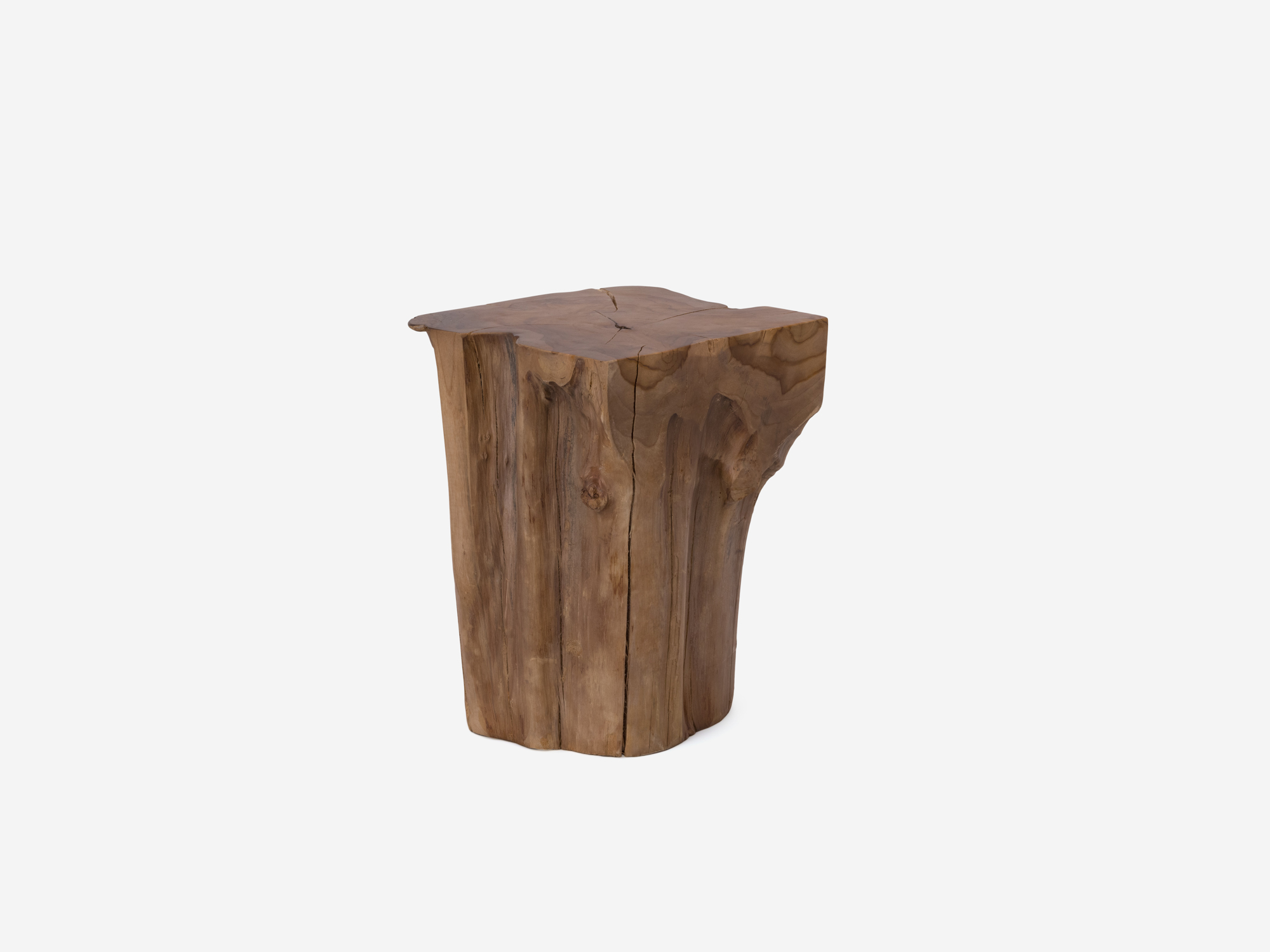 Rectangular solid teak footrest right side angle view