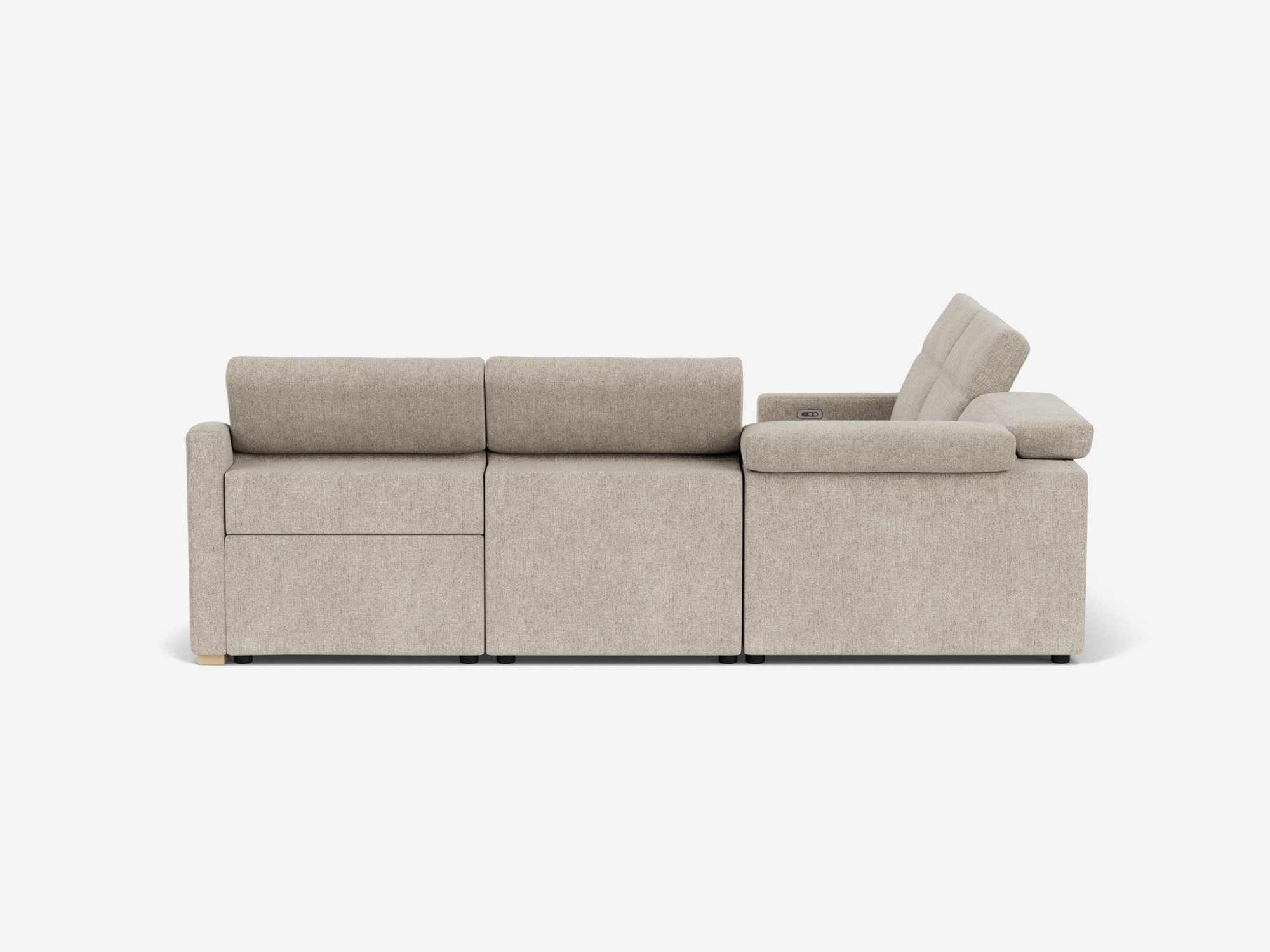 Beige reclining sectional sofa right hand back view