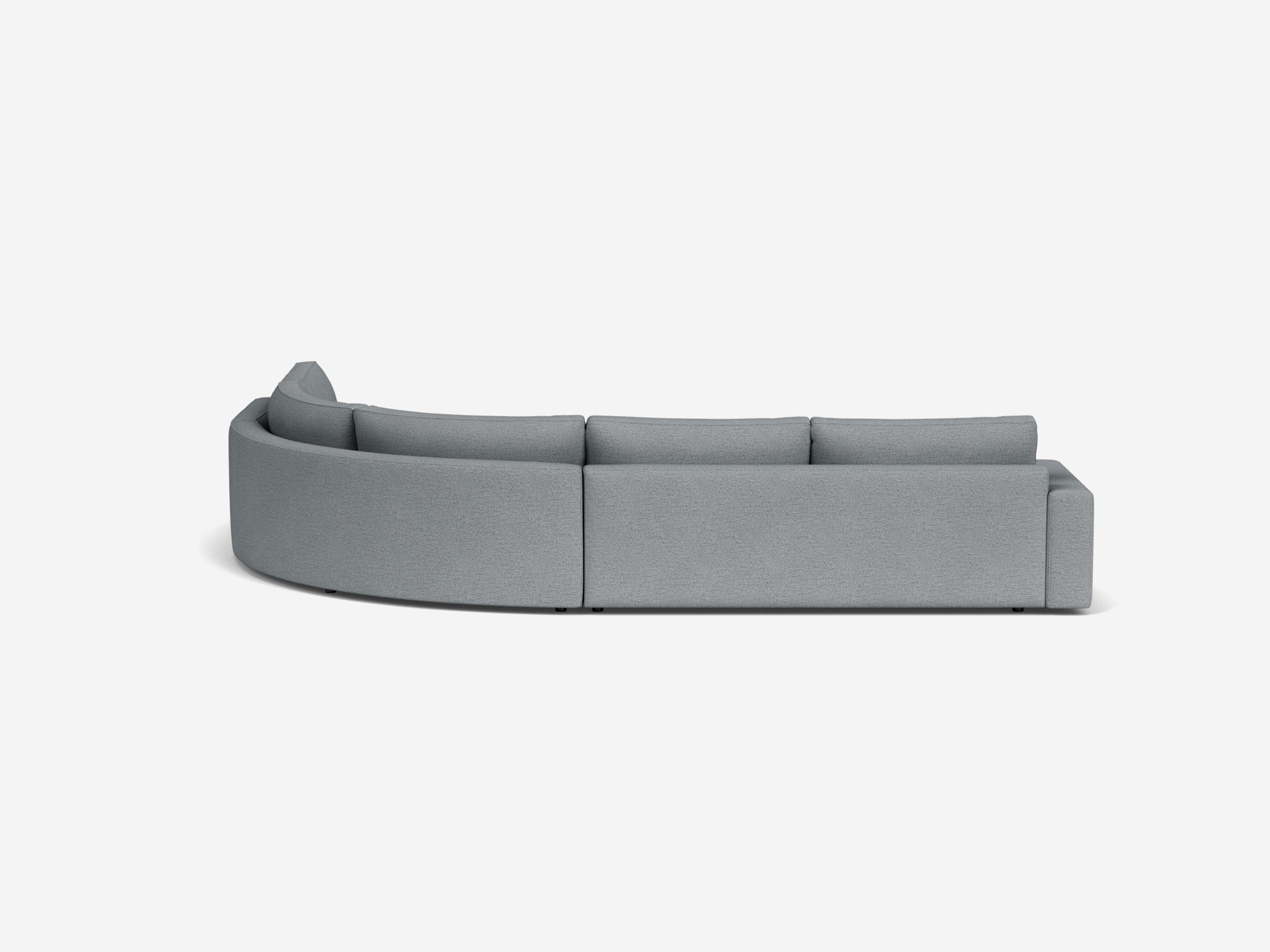 Right hand facing grey sectional sofa back view