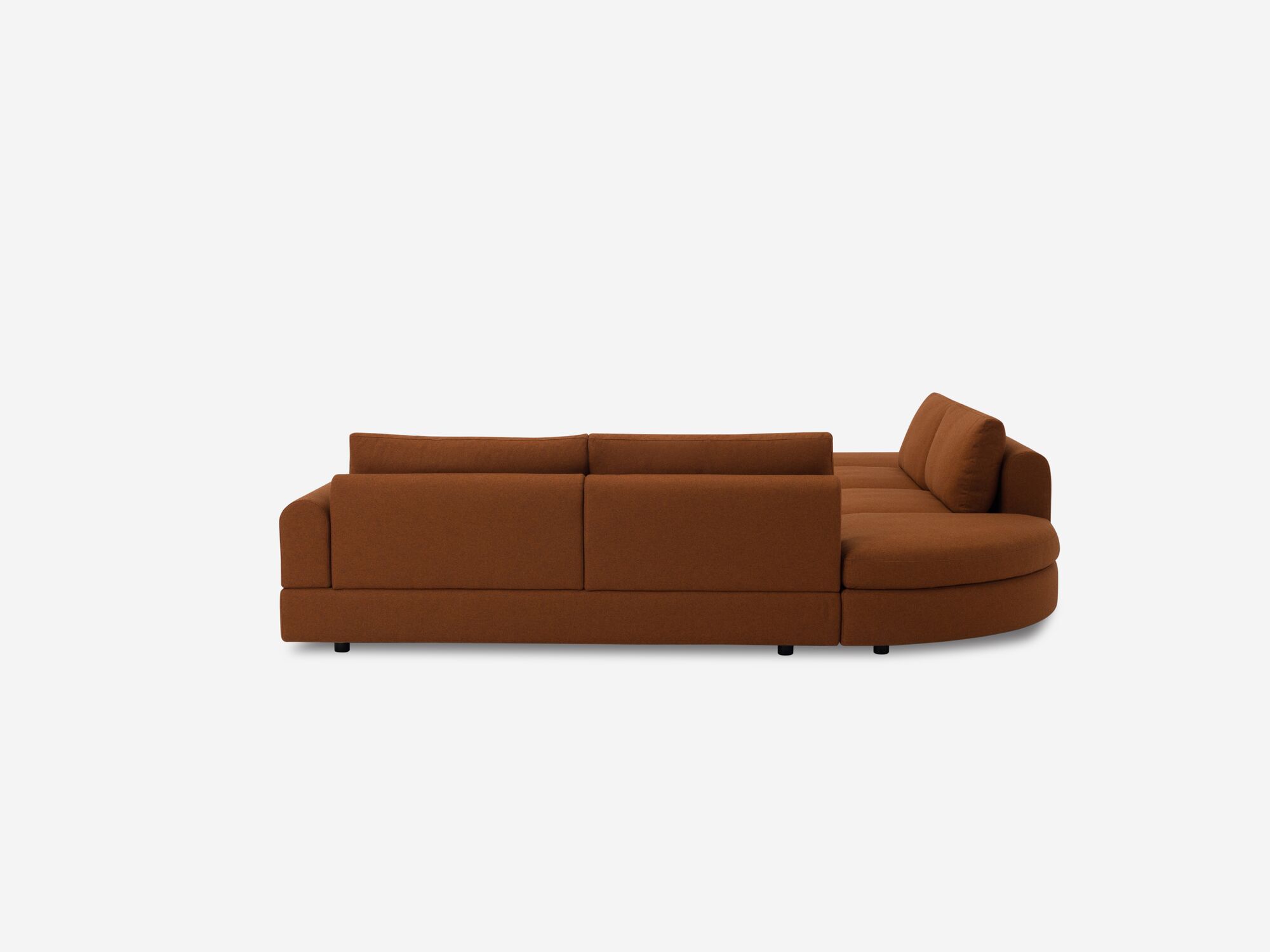 Burnt orange sectional sofa back view