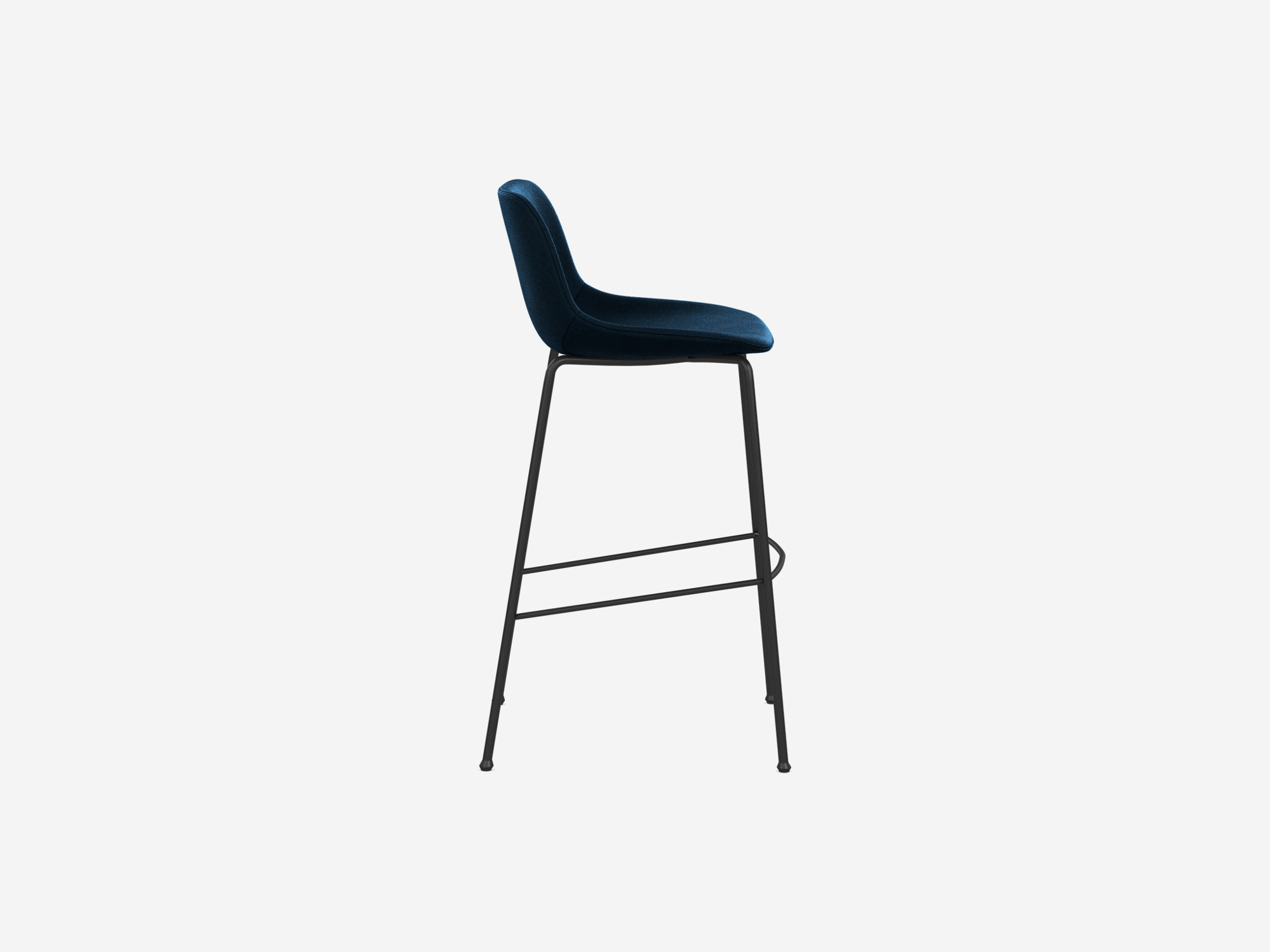 Side view of Oles Custom Bar Stool with Back in blue