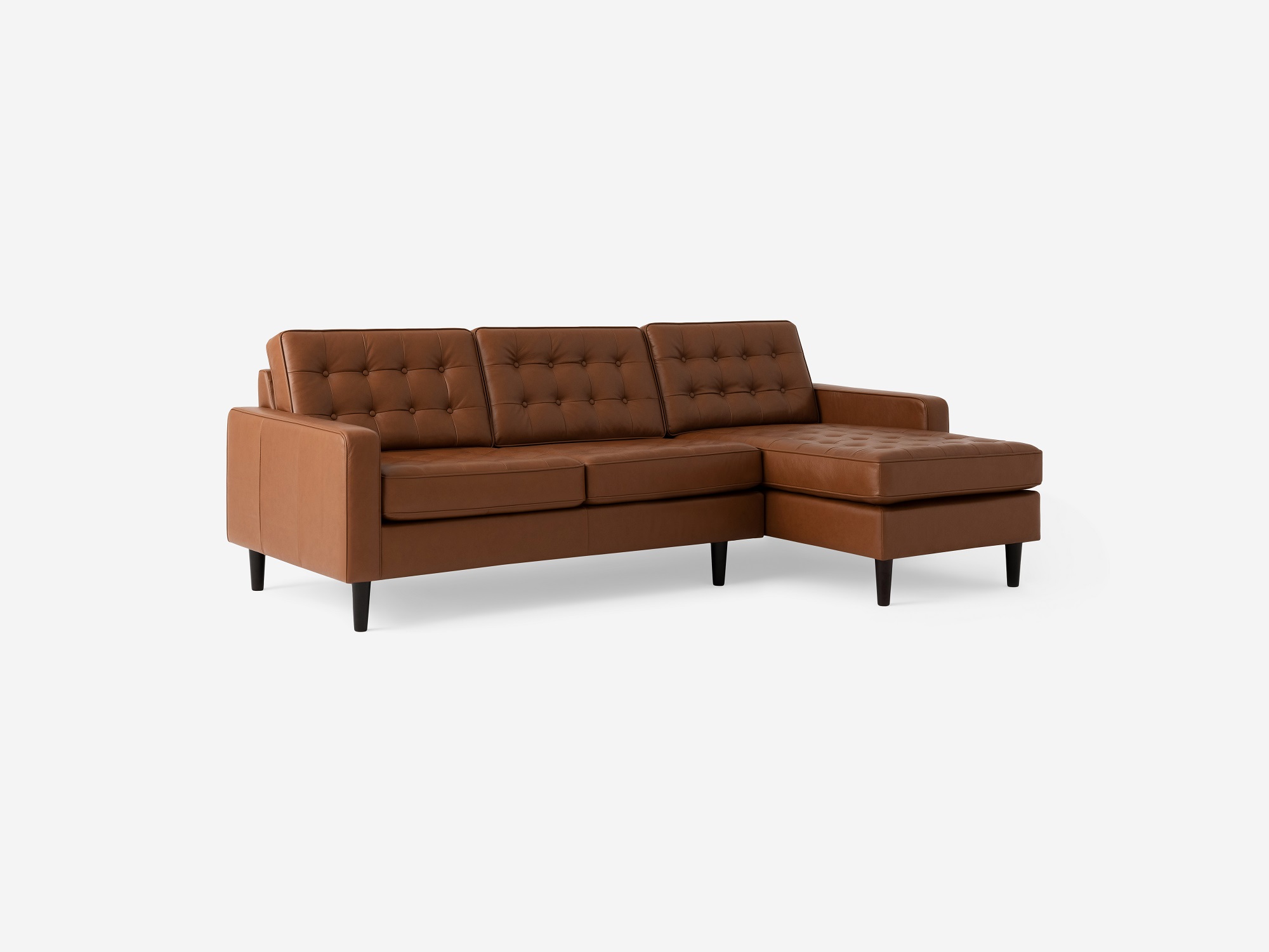 Side view of the  Reverie modern sectional sleeper sofa in brown leather