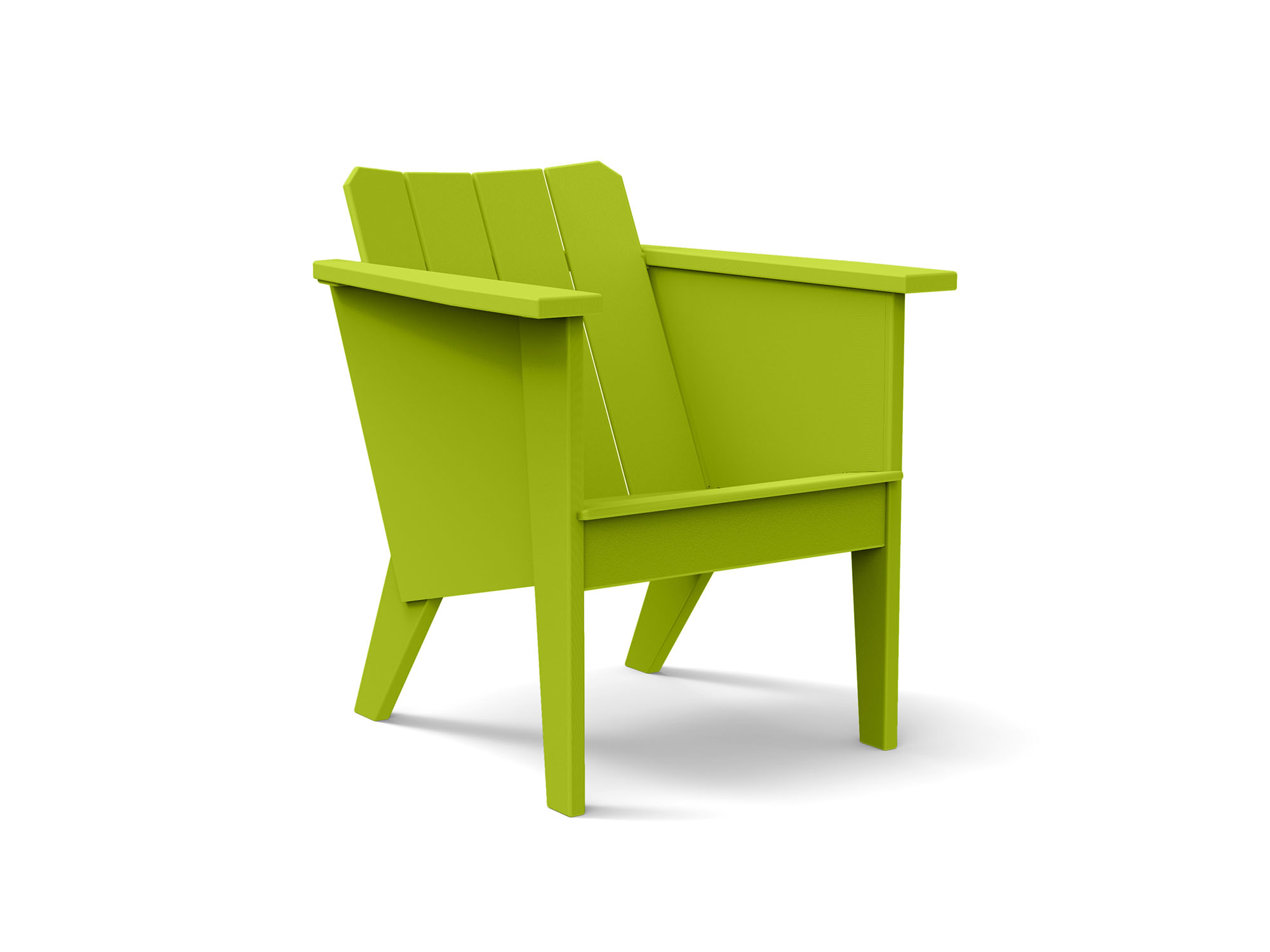 Vue de face de la chaise longue extérieure verte