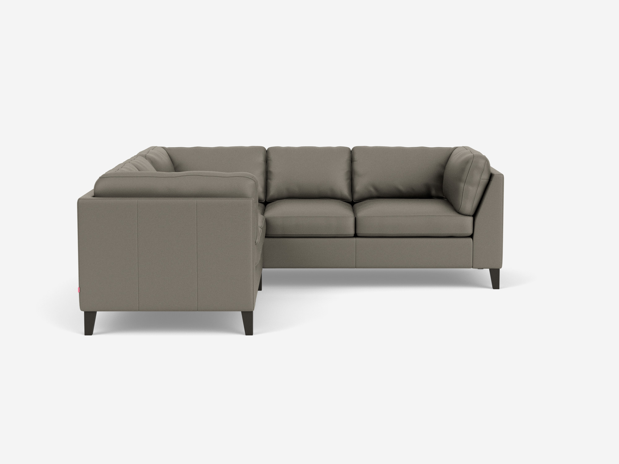 Side view of the Salema large sectional sofa in gray leather with left hand facing loveseat