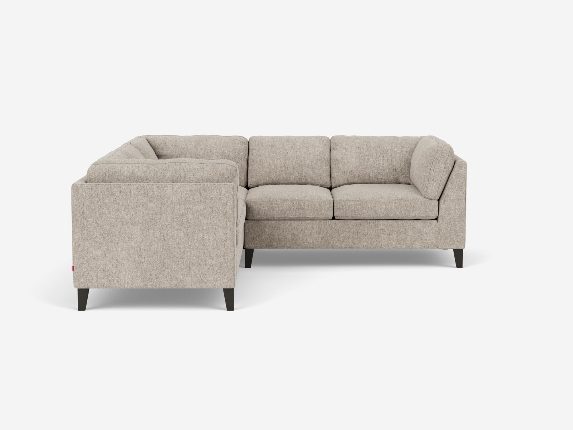 Side view of the Salema large sectional sofa in gray fabric with right hand facing loveseat