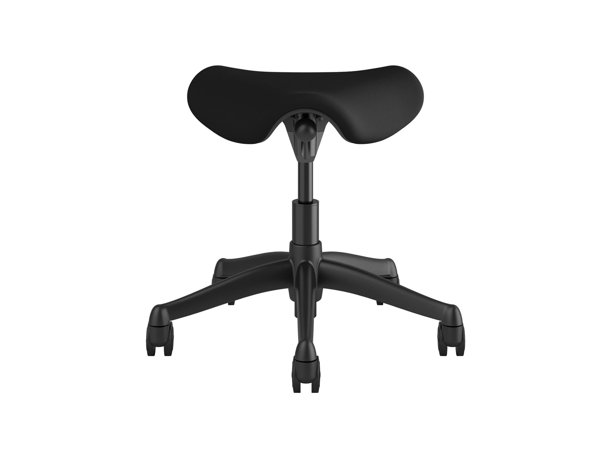 Front view of dark grey saddle stool