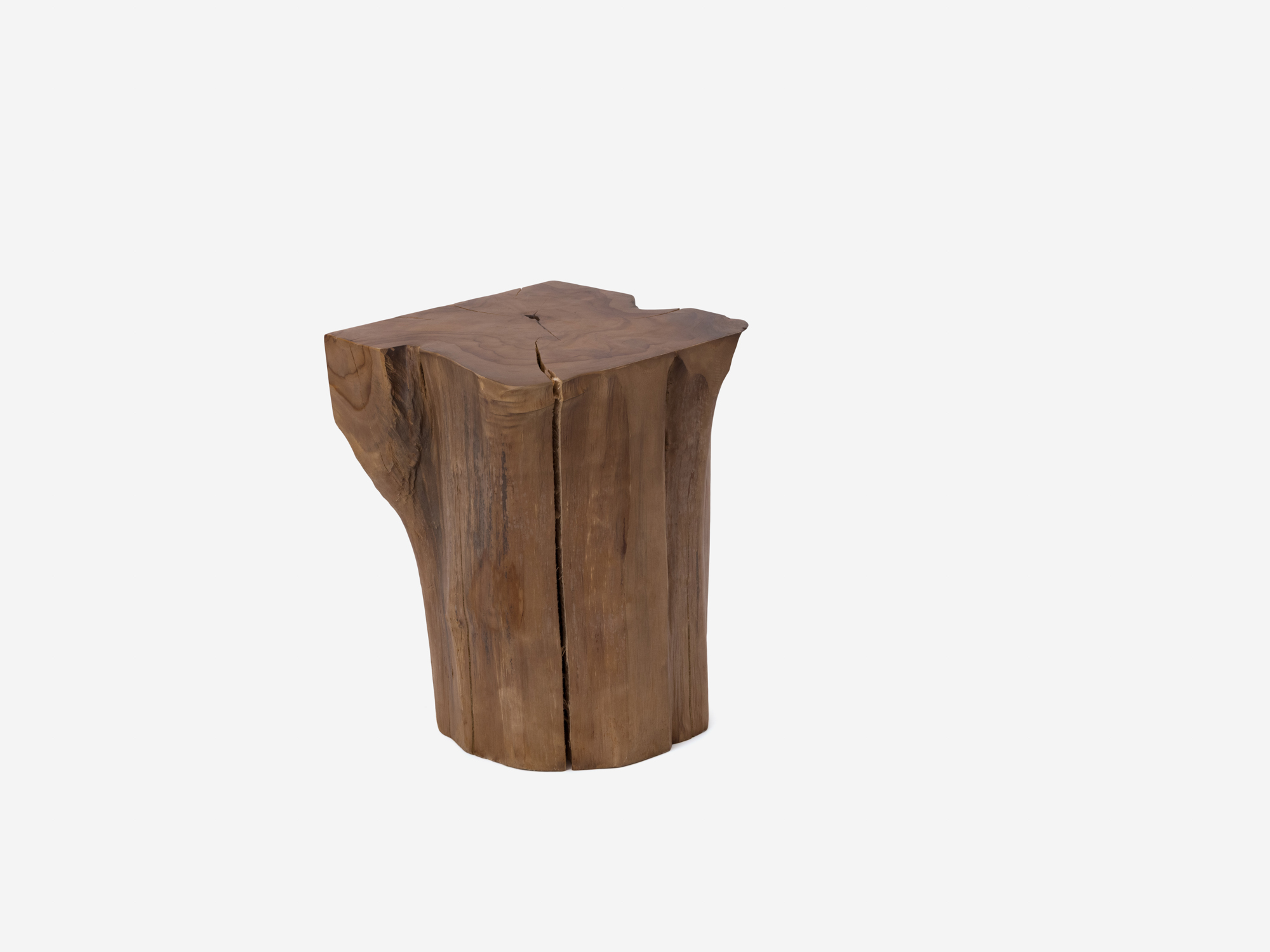 Rectangular solid teak footrest left side angle view