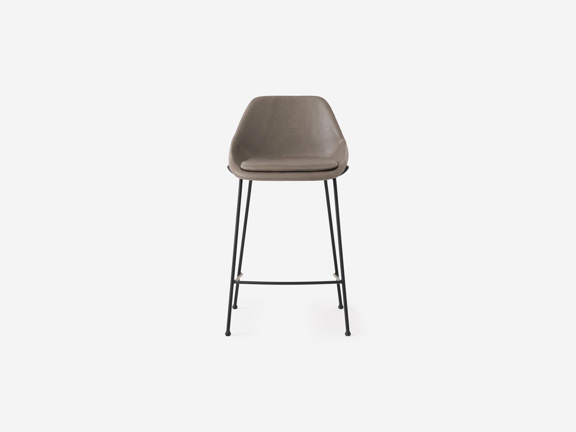 Front view of the Nixon counter stool in grey leather