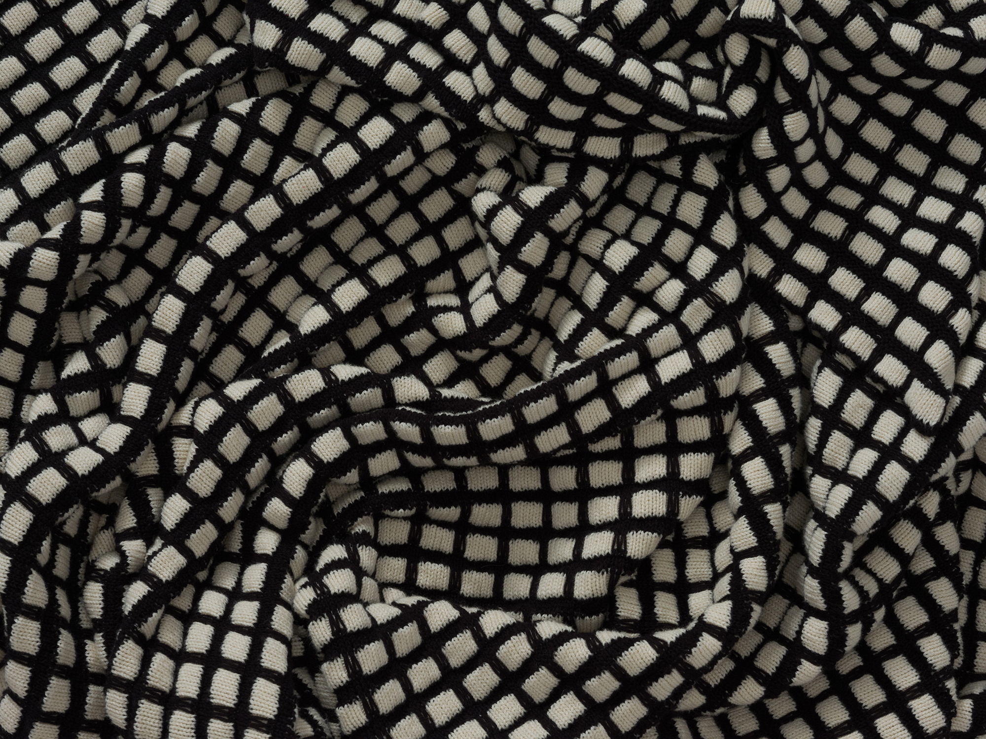 Wrinkled check pattern throw blanket detail view
