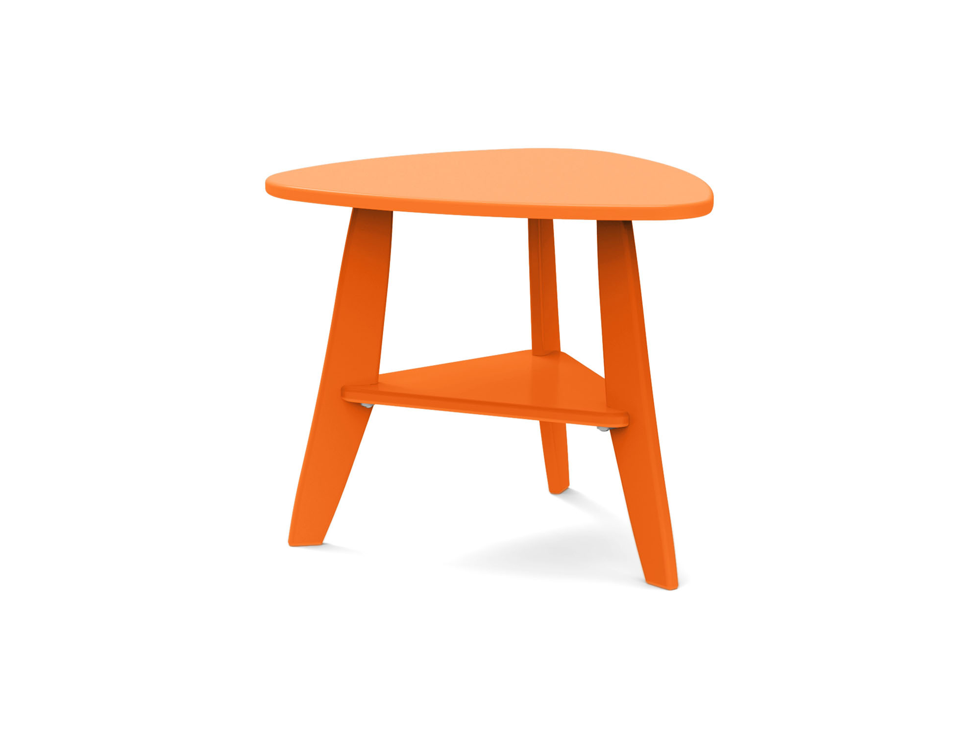 Side view of Rapson outdoor side table in sunset orange