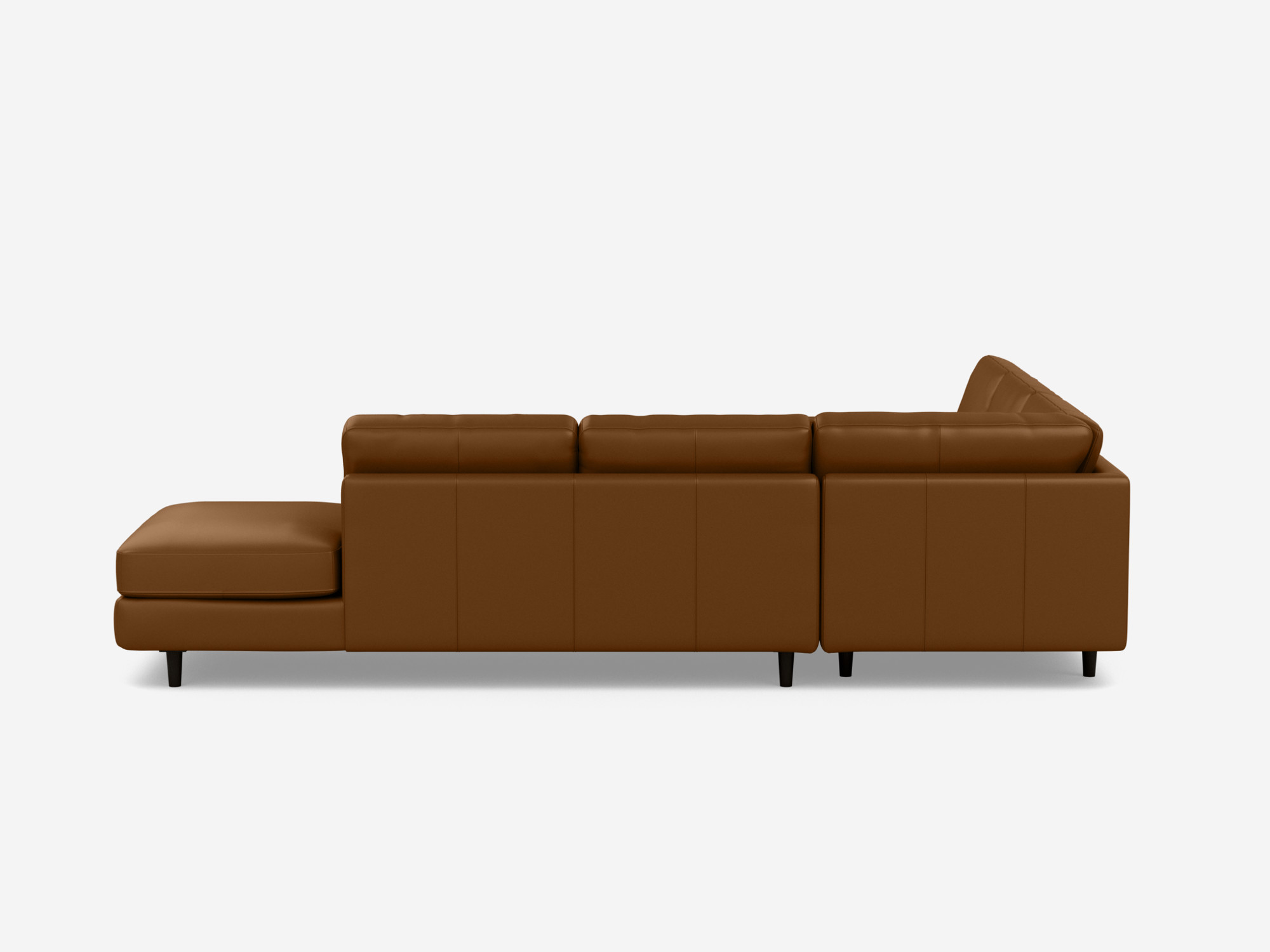 Side view of brown 2-piece sectional sofa