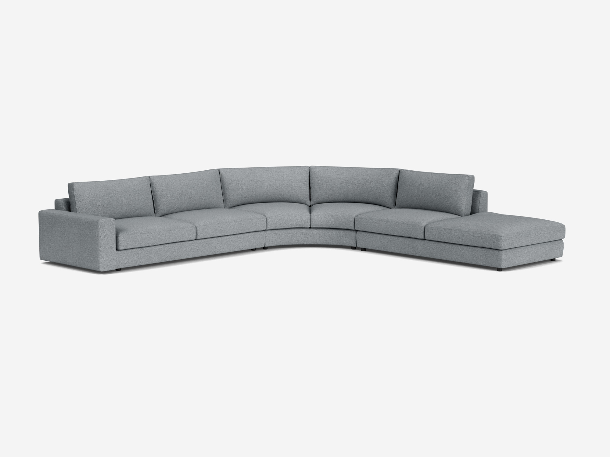 Right hand facing grey sectional sofa front angle view