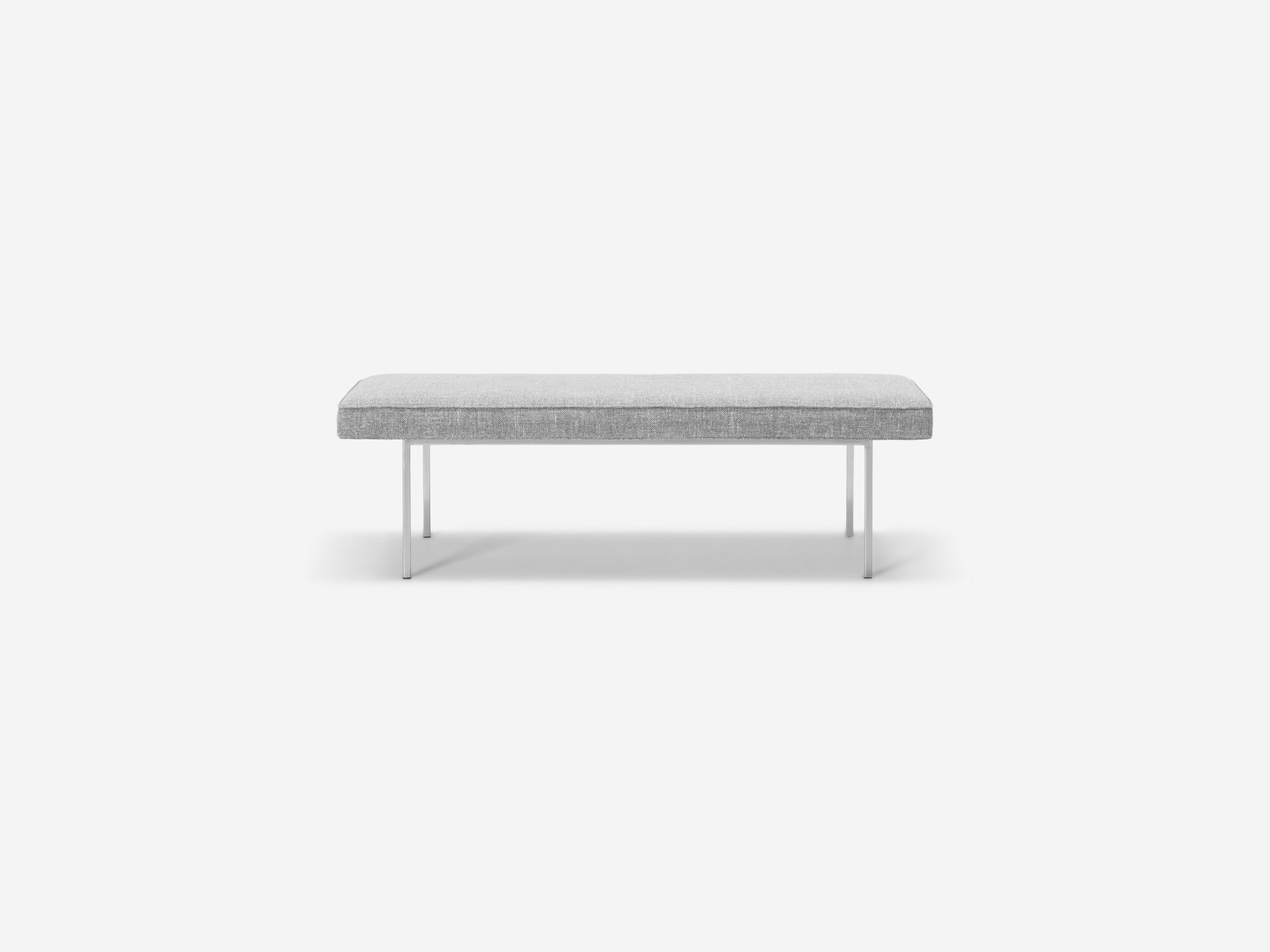 Side view of the Bank mid century daybed in grey fabric