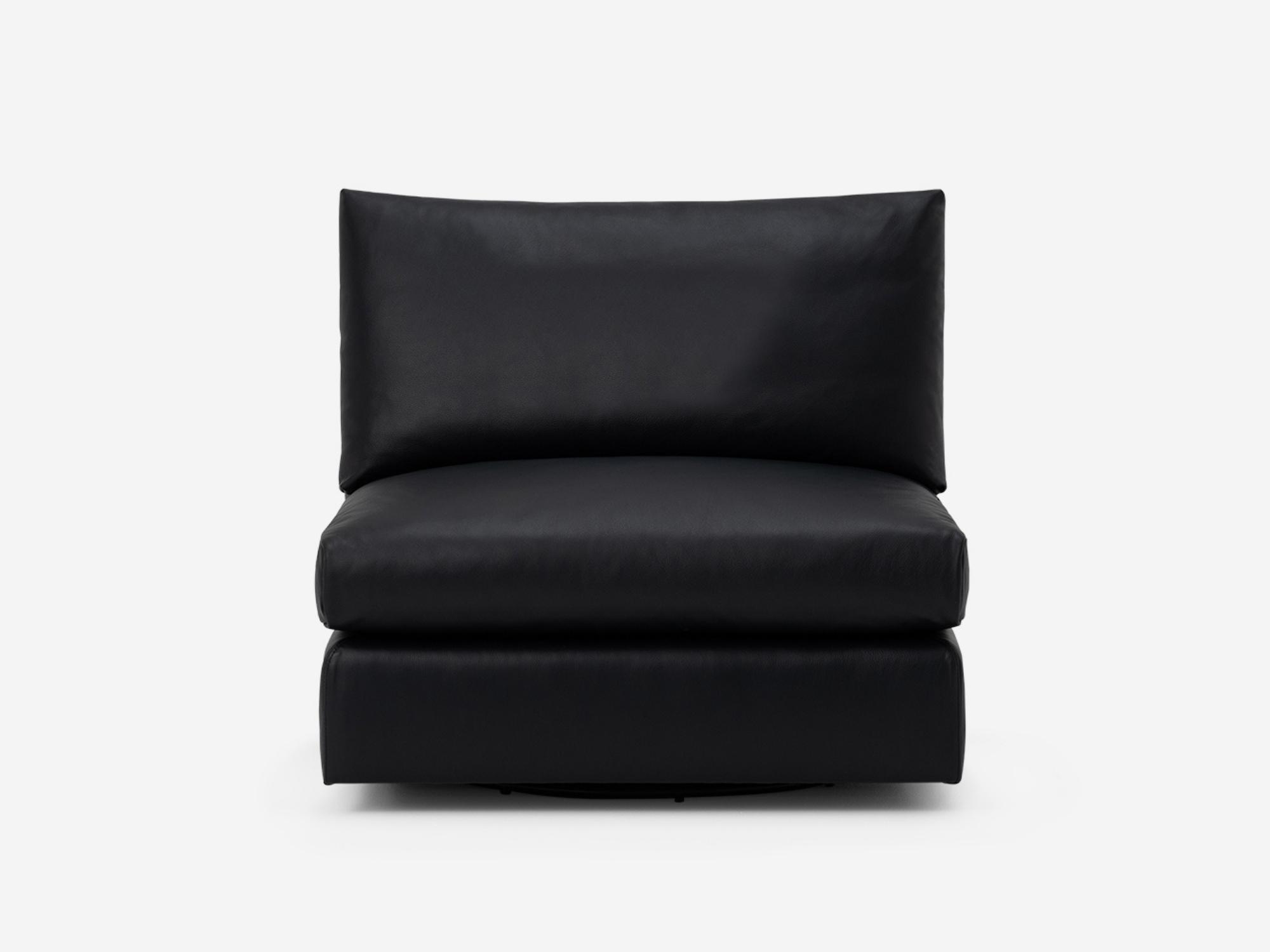 Black leather armless chair front view