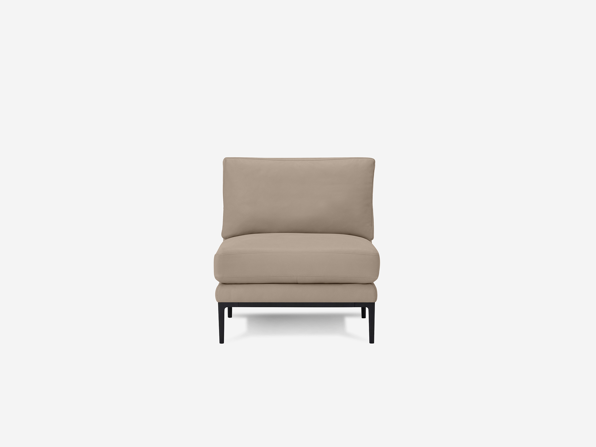  Front view grey leather armless chair