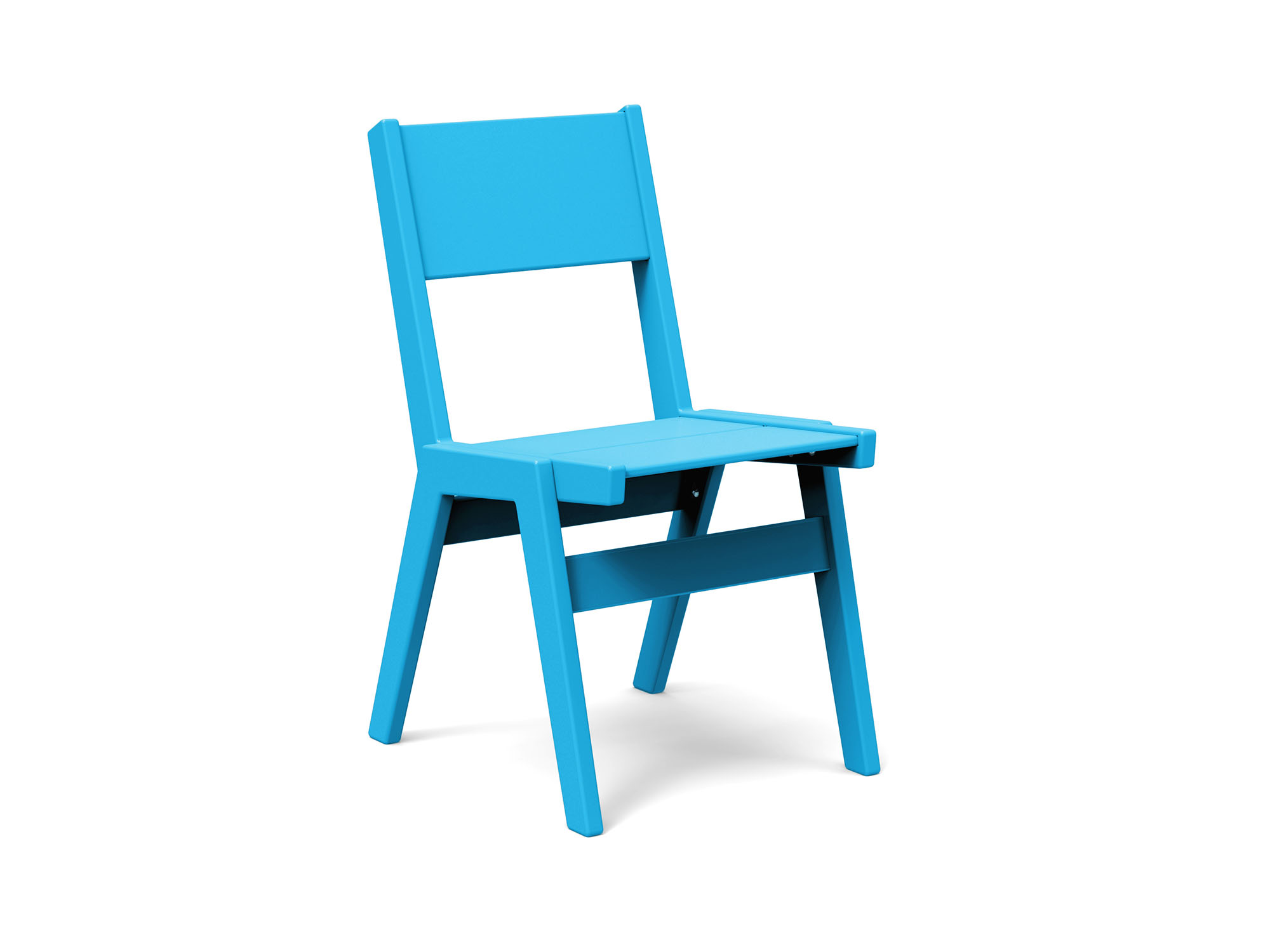 Front view of sky blue outdoor dining chair