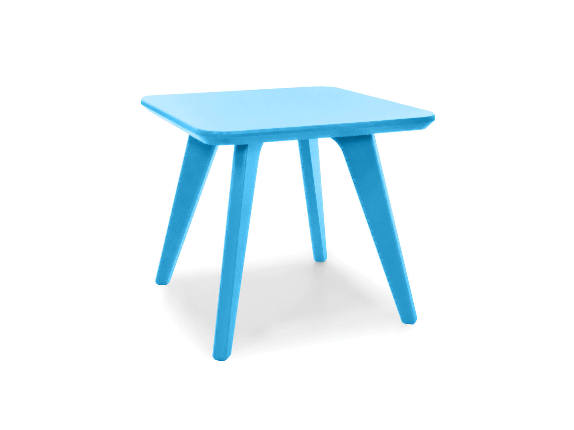 Table de bout carrée satellite de 18 po en vue de face bleu ciel