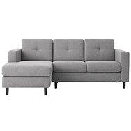 Front view of grey modern sectional sofa