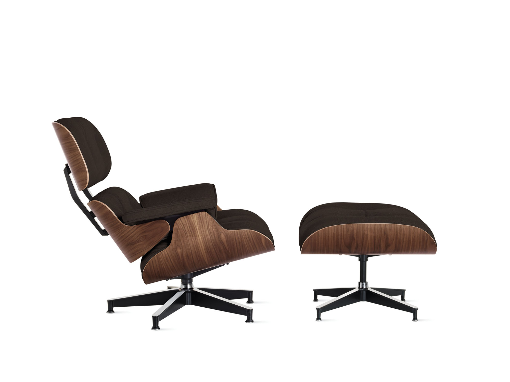 Eames Lounge Chair and Ottoman in Prone Java side view