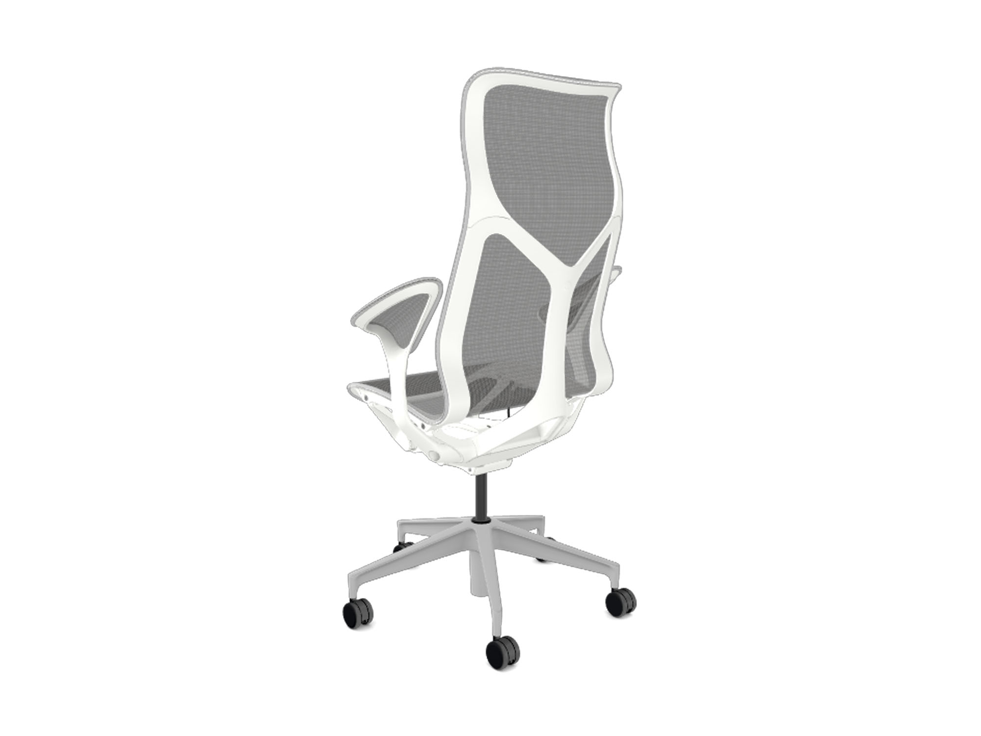 High back leaf arms studio white cosm ergonomic office chair back view