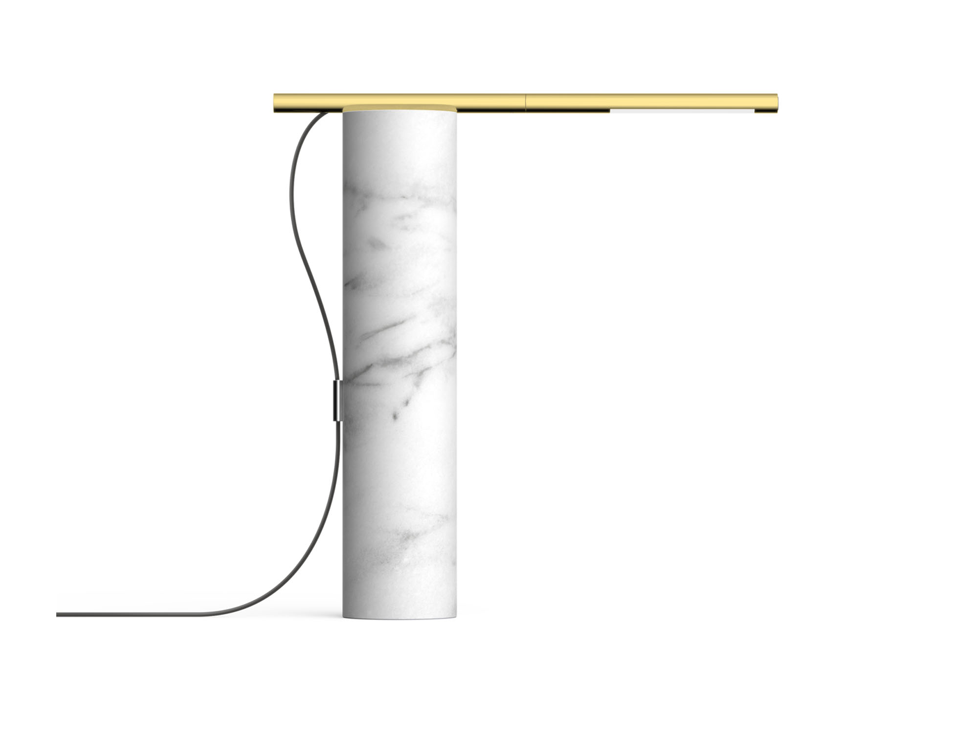 White marble and gold table lamp side view
