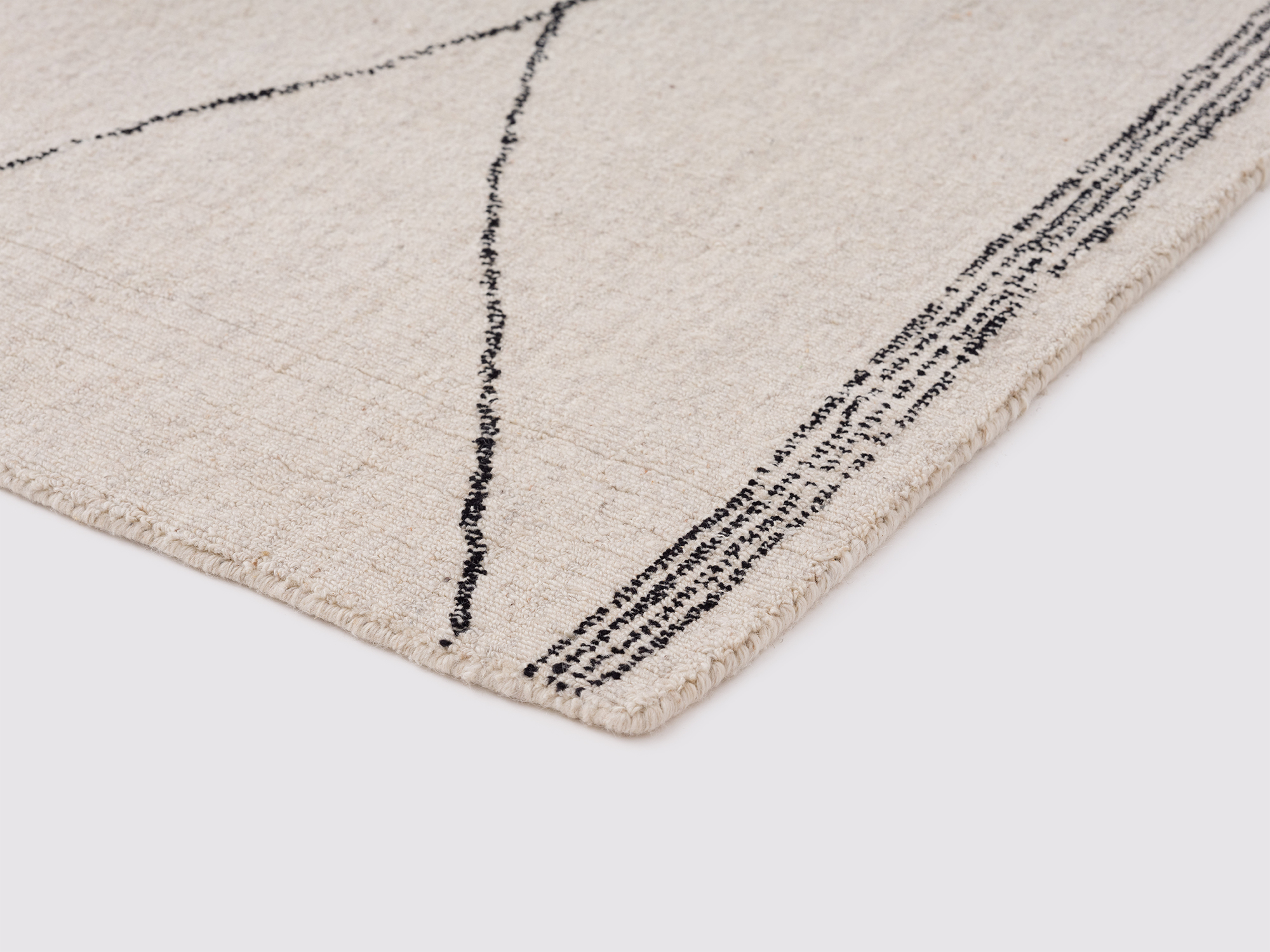 Corner view of the Azar modern wool rug