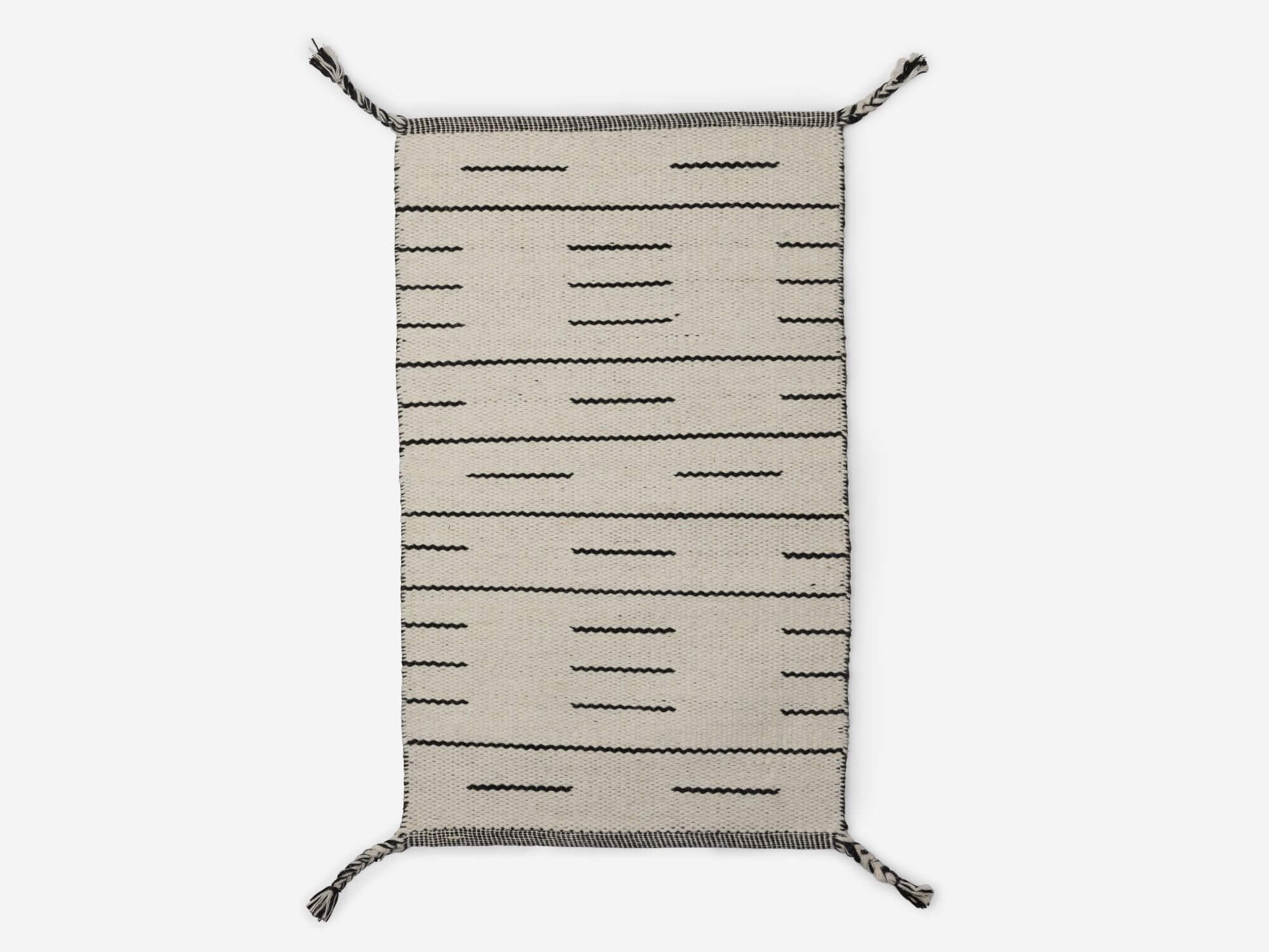 White and black modern rug top view