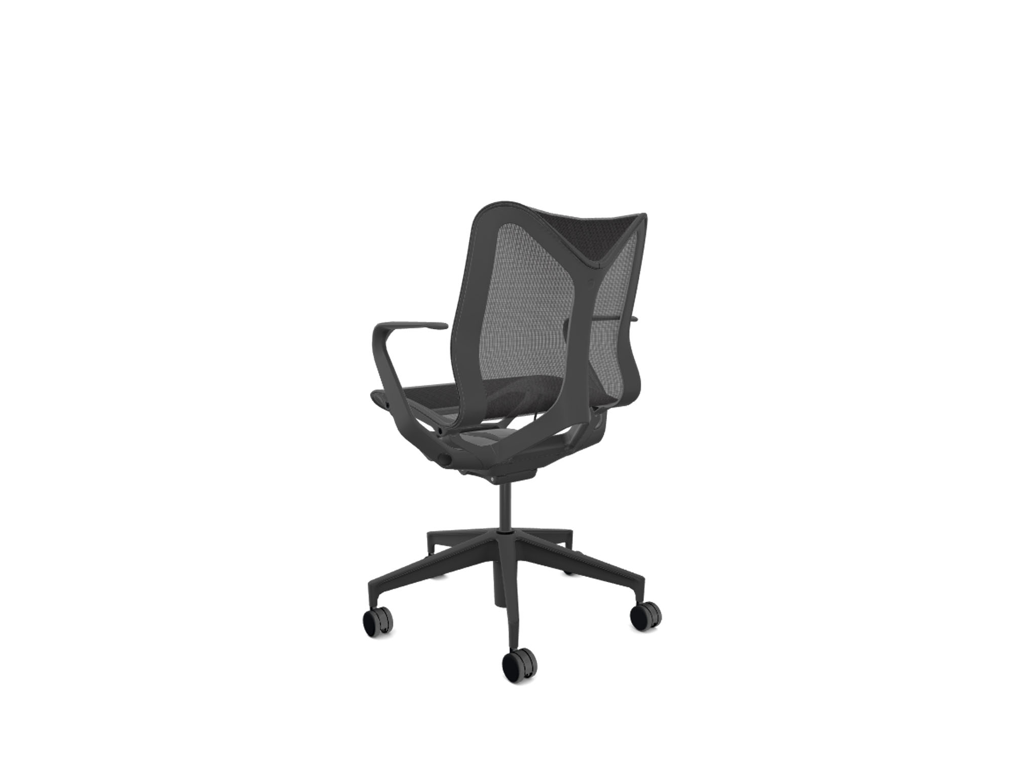 Low back graphite fixed arms cosm ergonomic office chair back view