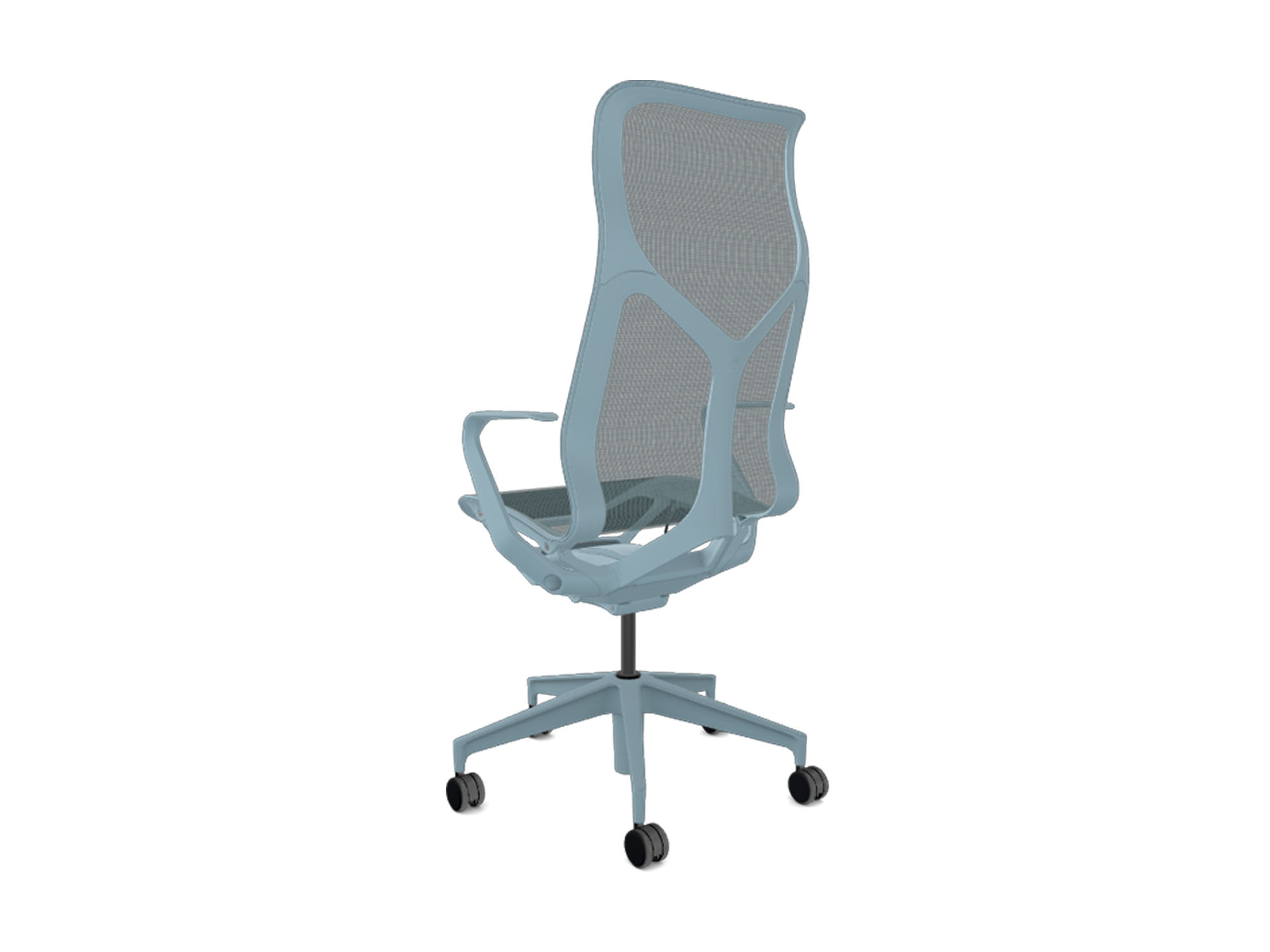 High back glacier cosm ergonomic office chair back angle view