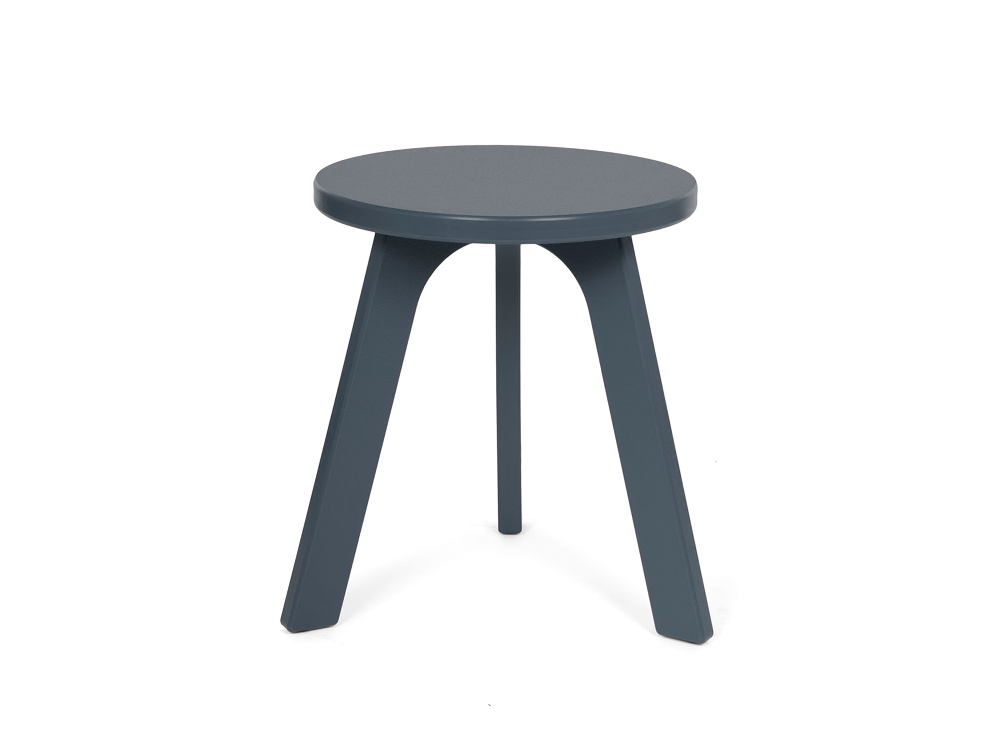 Front view of the Loll outdoor milk stool in charcoal grey