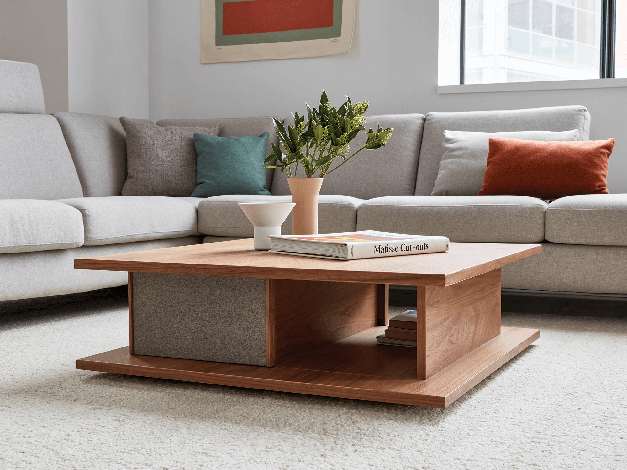 Plank Square Coffee Table, Modern Square Coffee Table