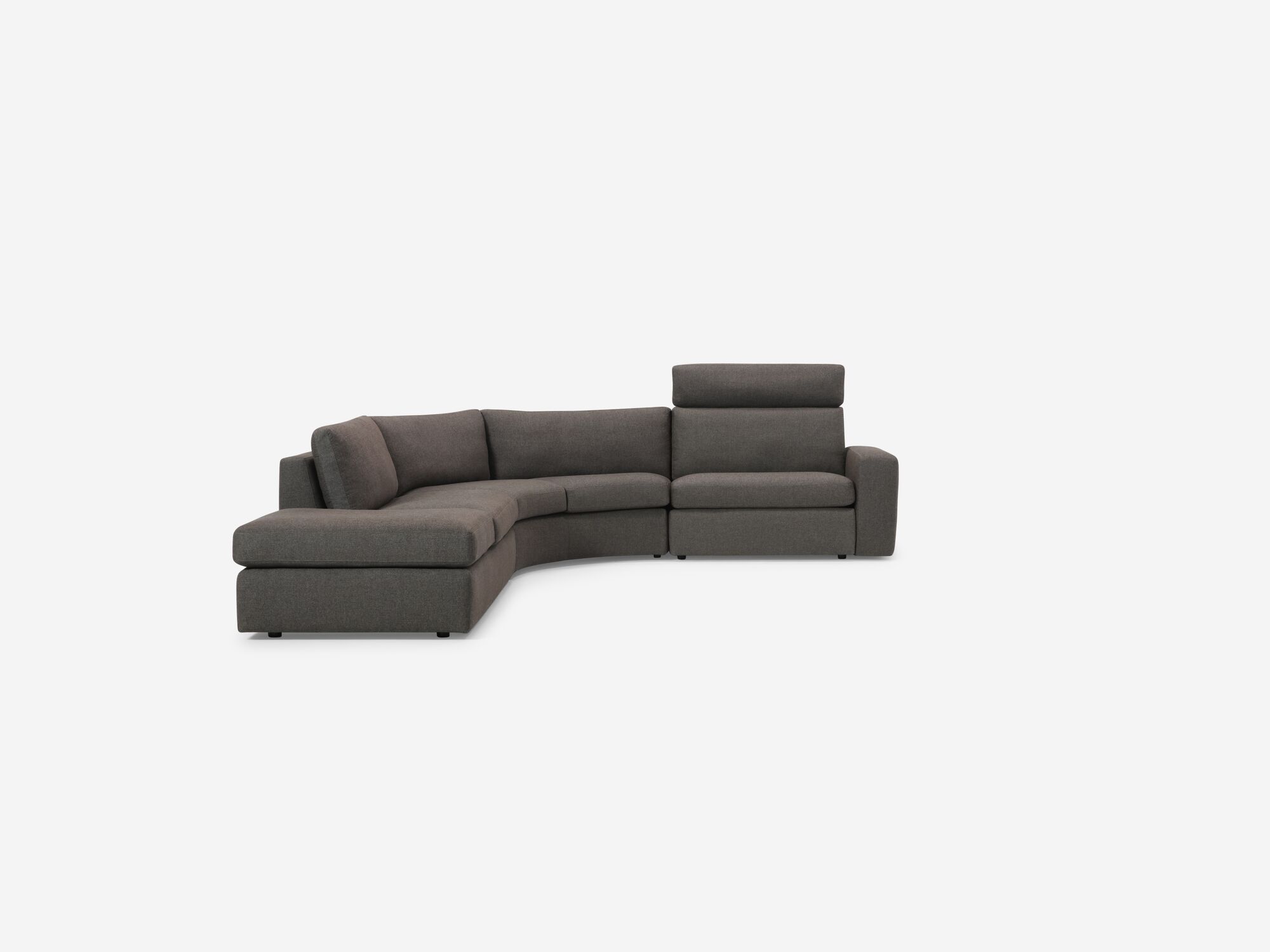 Front view of charcoal left hand facing reclining sectional