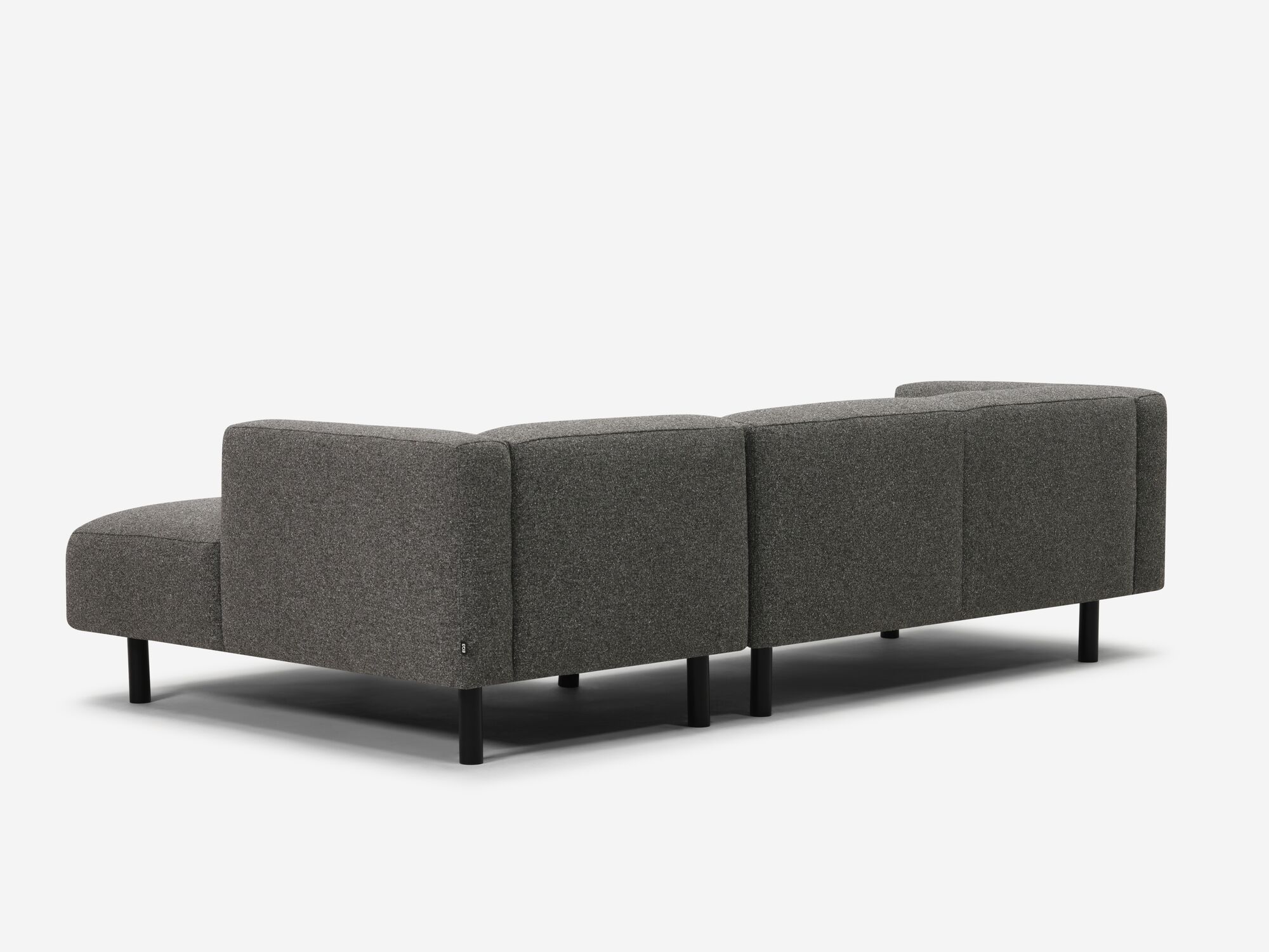 Left back angle view of dark grey sectional