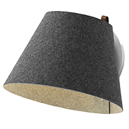 Grey fabric wall lamp front view