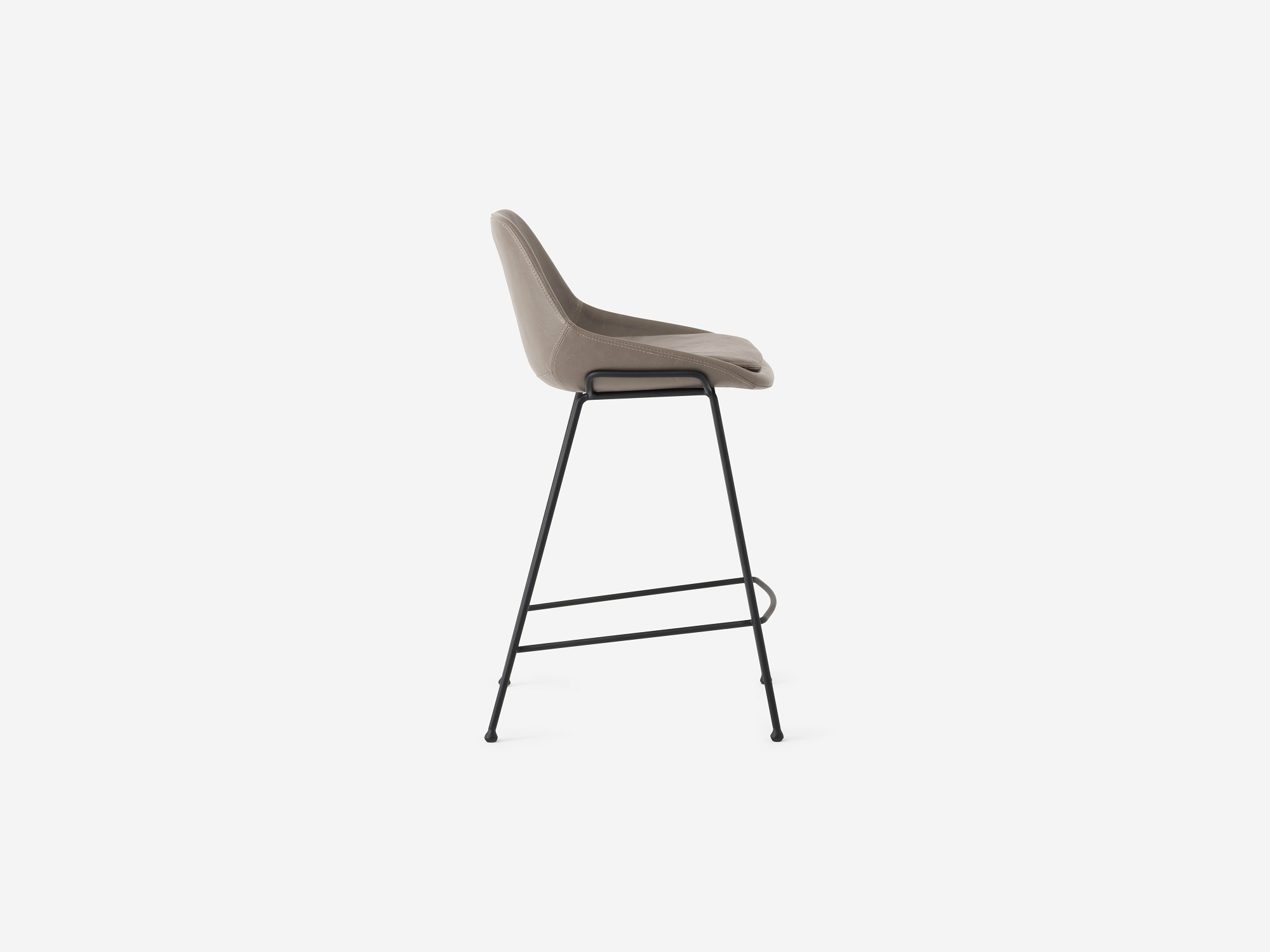 Side view of the Nixon counter stool in grey leather