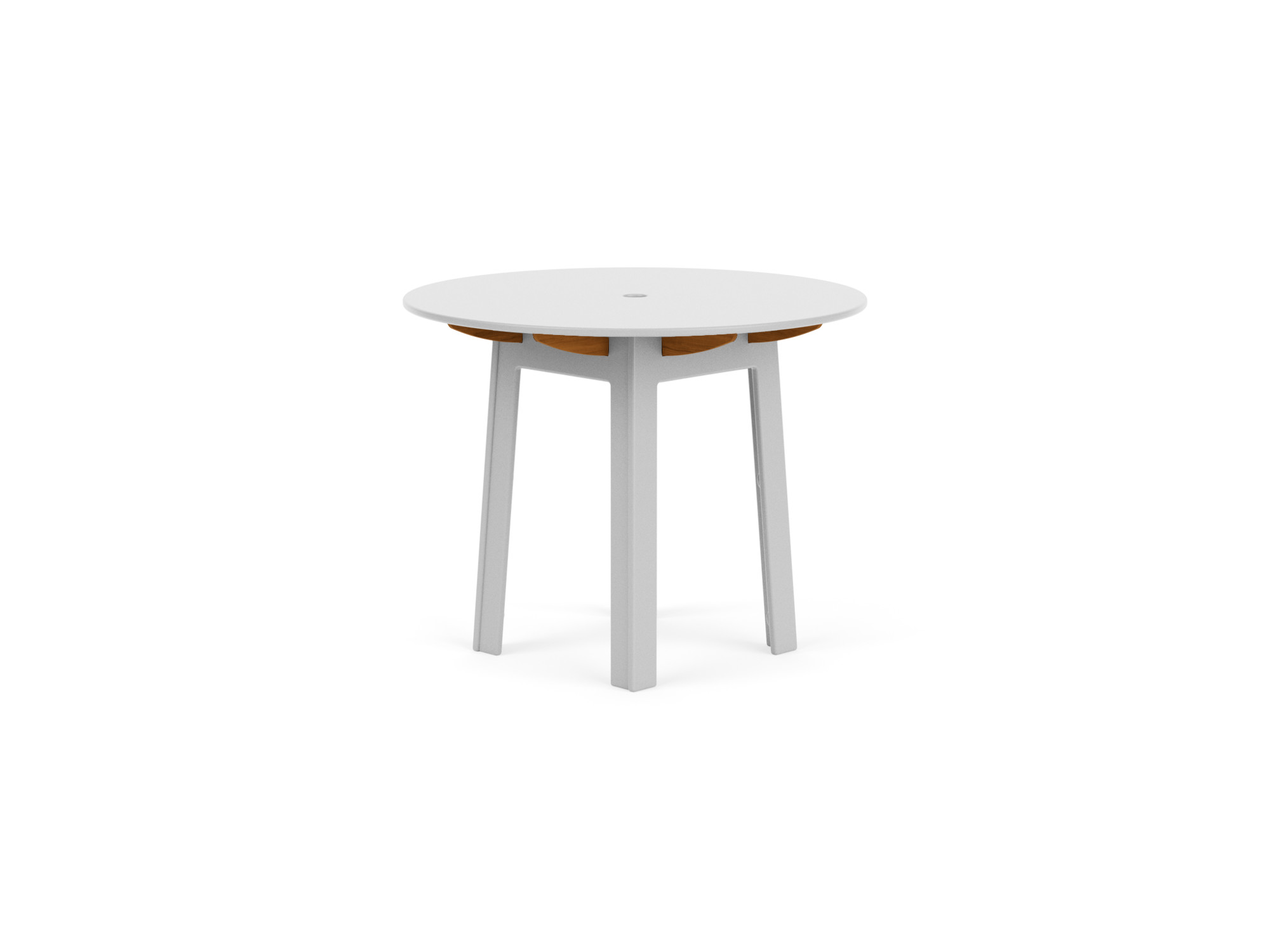 Patio dinette table in light grey recycled plastic front view