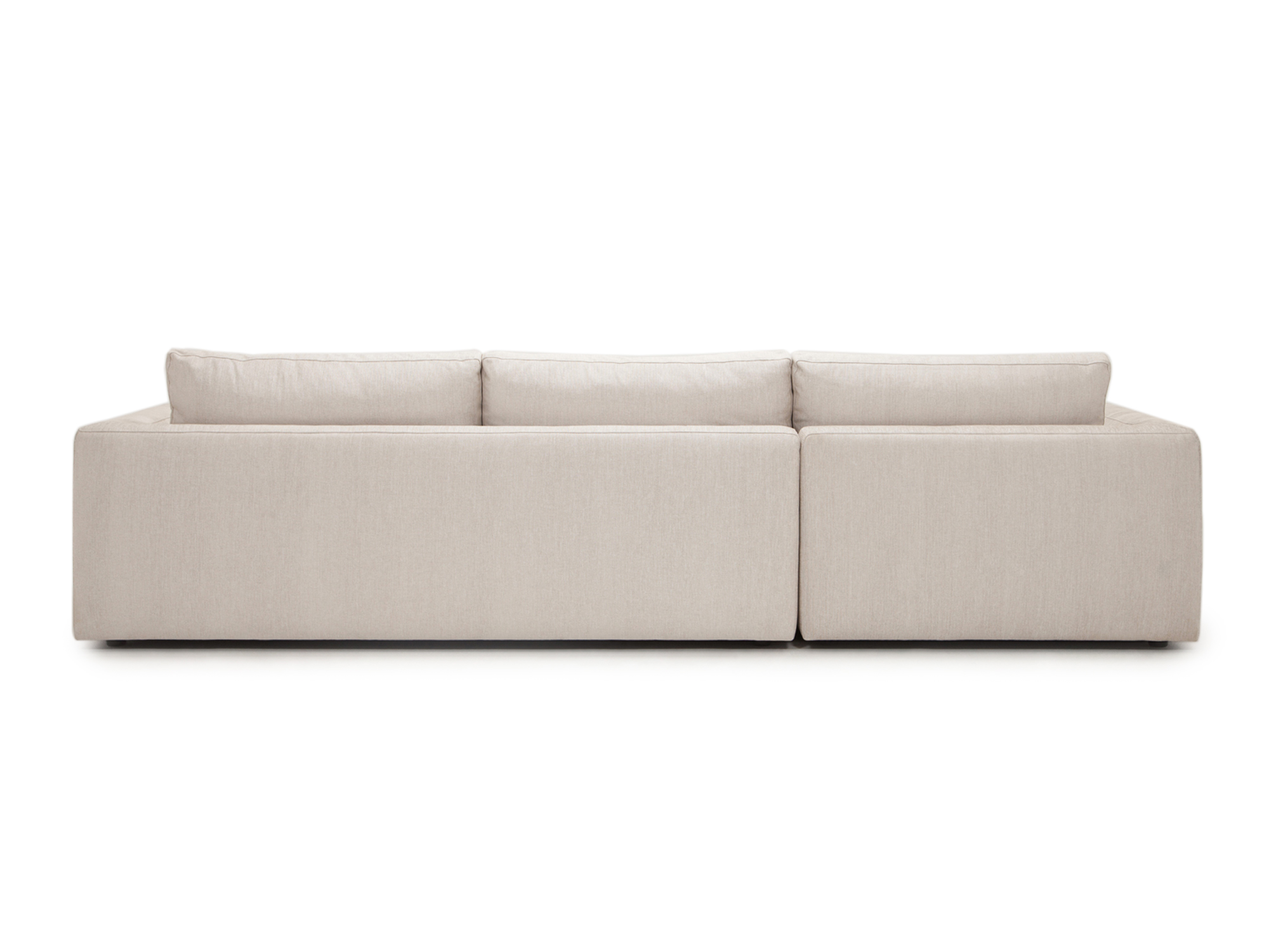 Back view of the Cello modern sectional couch in white fabric