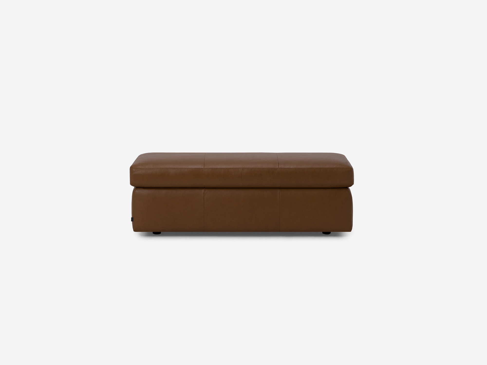 Front view of the Cello small leather storage bench ottoman