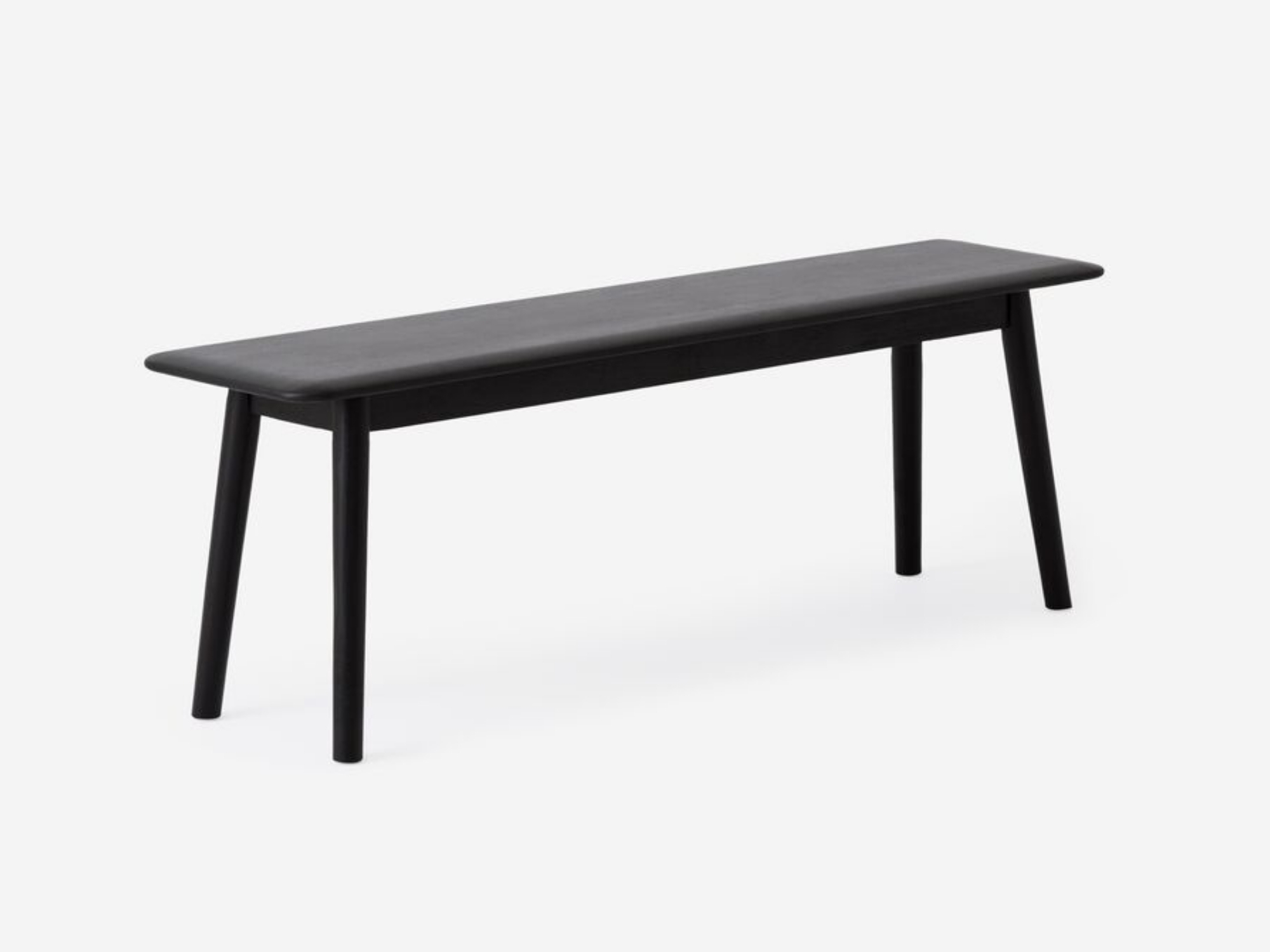 Angled view of Kacia small dining bench in black