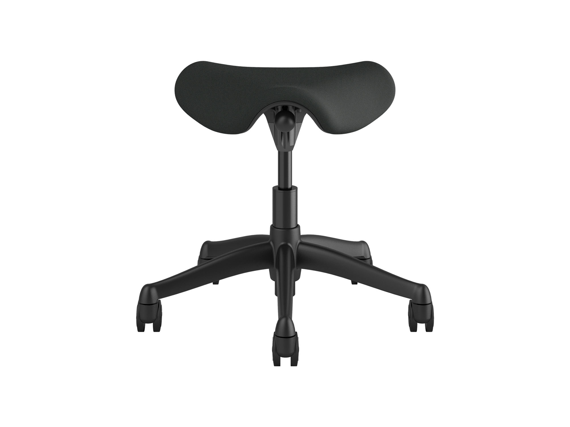 Black saddle stool front view