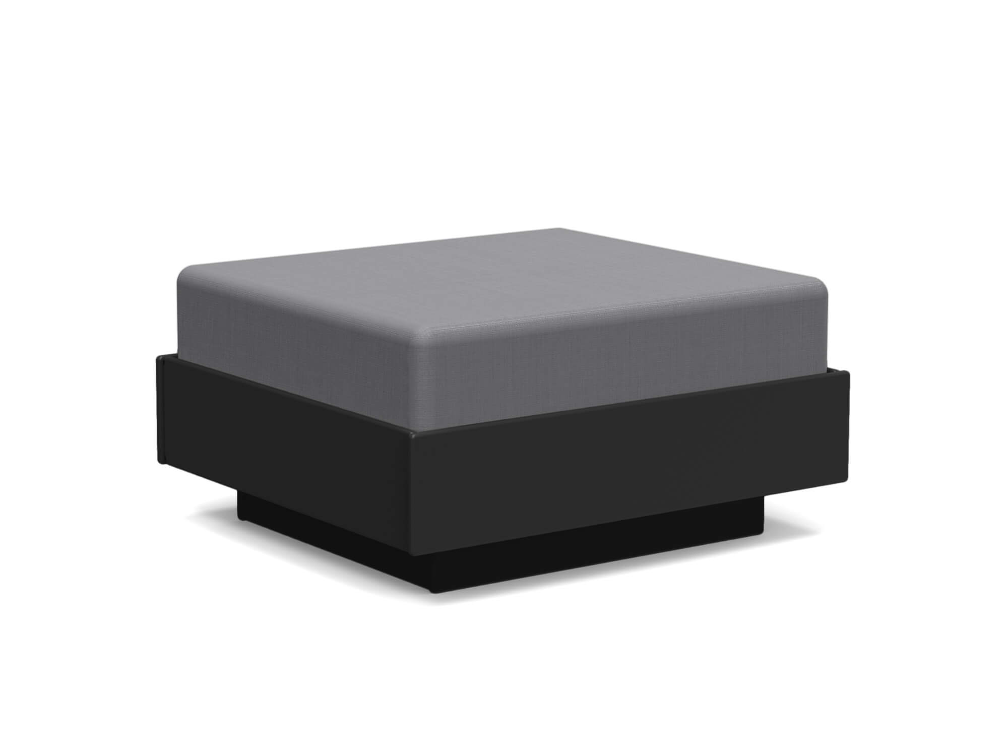 Vue d'angle avant du pouf d'extérieur noir et gris foncé