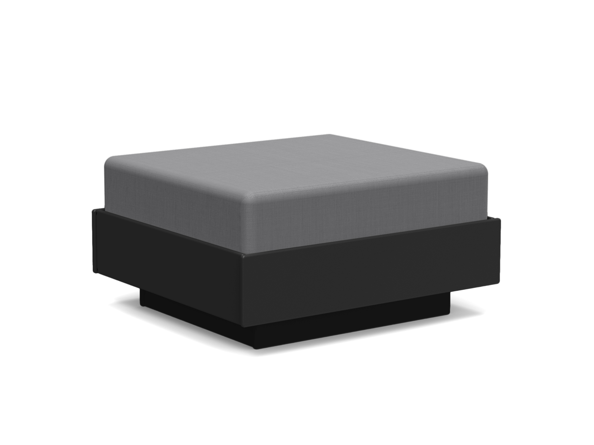 Vue d'angle avant du pouf d'extérieur noir et gris foncé