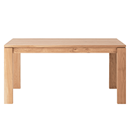 Solid oak dining room table side view