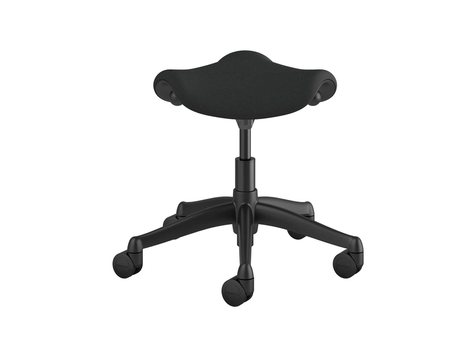 Black saddle stool back view