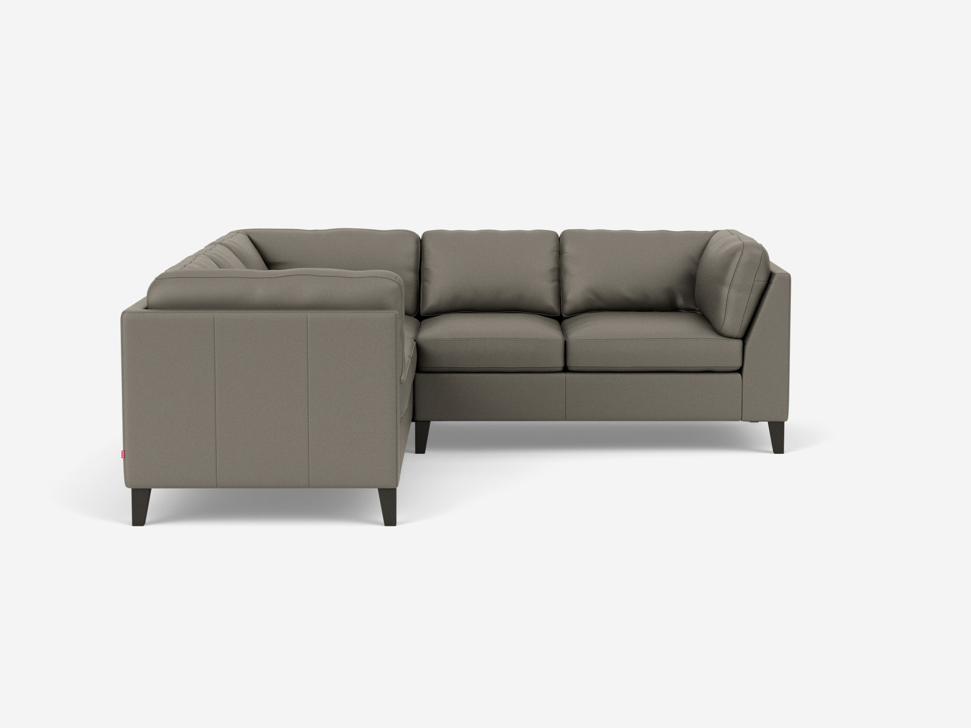 Side view of the Salema large sectional sofa in gray leather with right hand facing loveseat