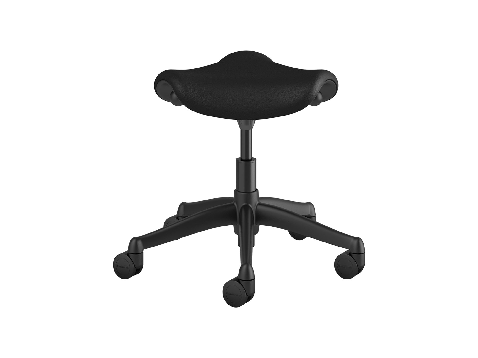 Smooth black saddle stool back view