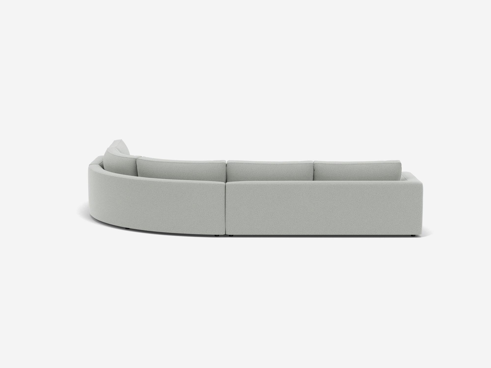 Right hand facing light grey sectional sofa back view