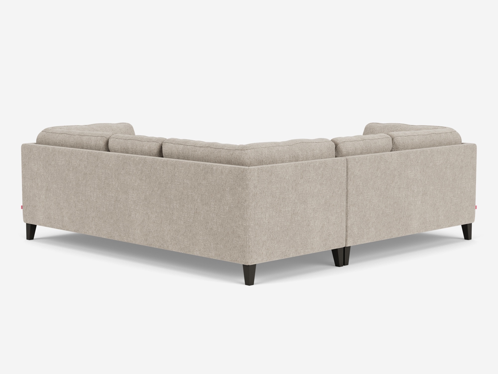 Back view of the Salema large sectional sofa in gray fabric